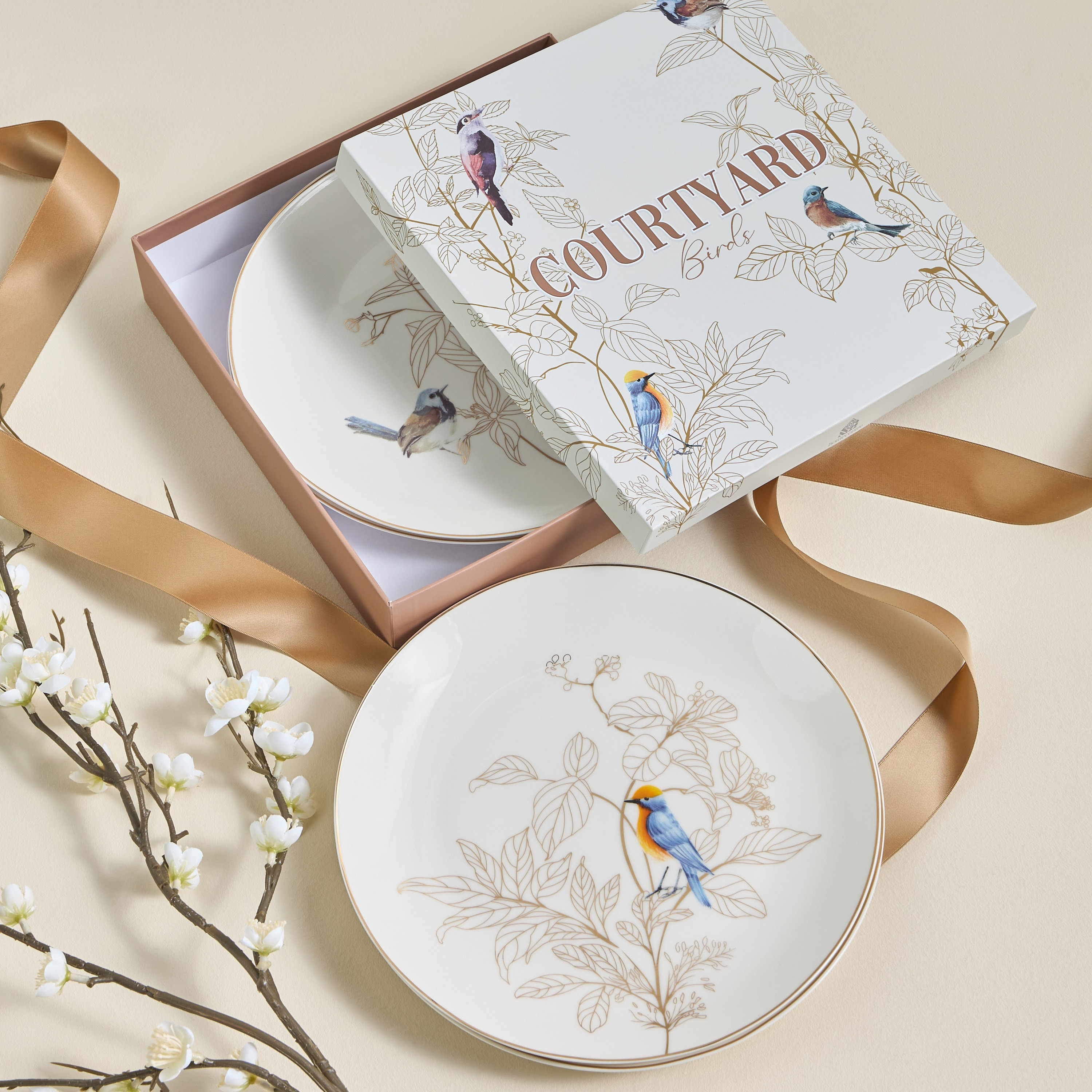 Courtyard 4-Piece New Bone China Serving Plate Set - 27 cm-household-dining-dinnerware-plates-image-5