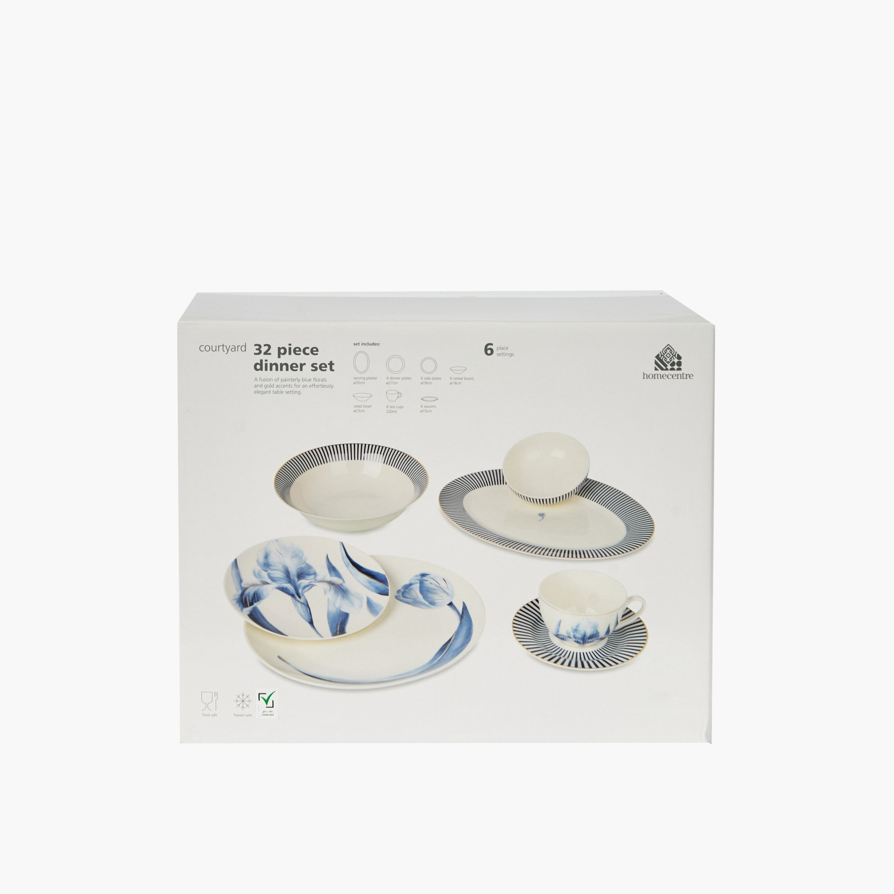 طقم عشاء من الخزف الصيني 32 قطعة بنقوش زهرية - كورتيارد - يخدم 6 أفراد-household-dining-dinnerware-dinnersets-image-8