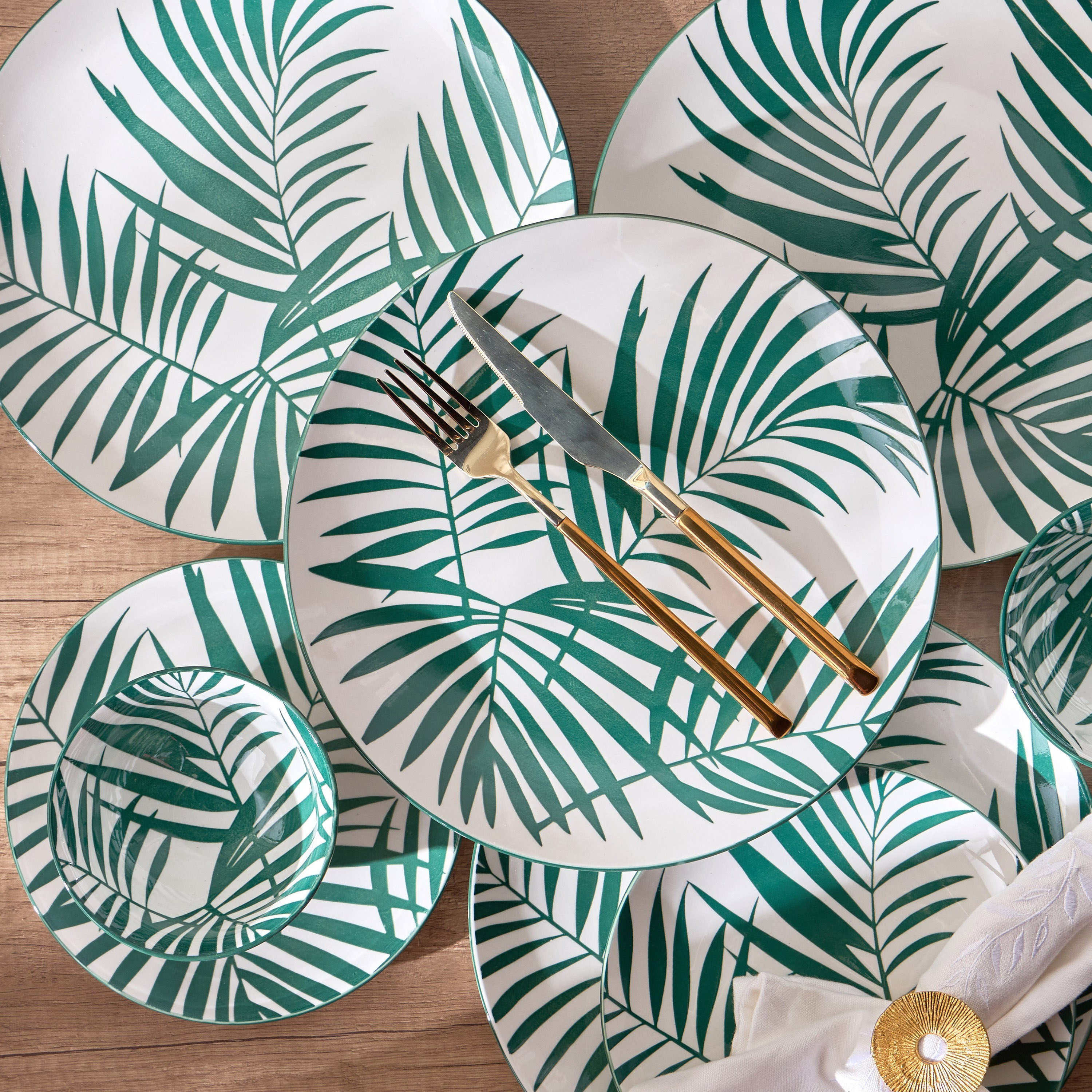 طقم عشاء بورسلين 18 قطعة - بالم - يخدم 6 أفراد-household-dining-dinnerware-dinnersets-image-1