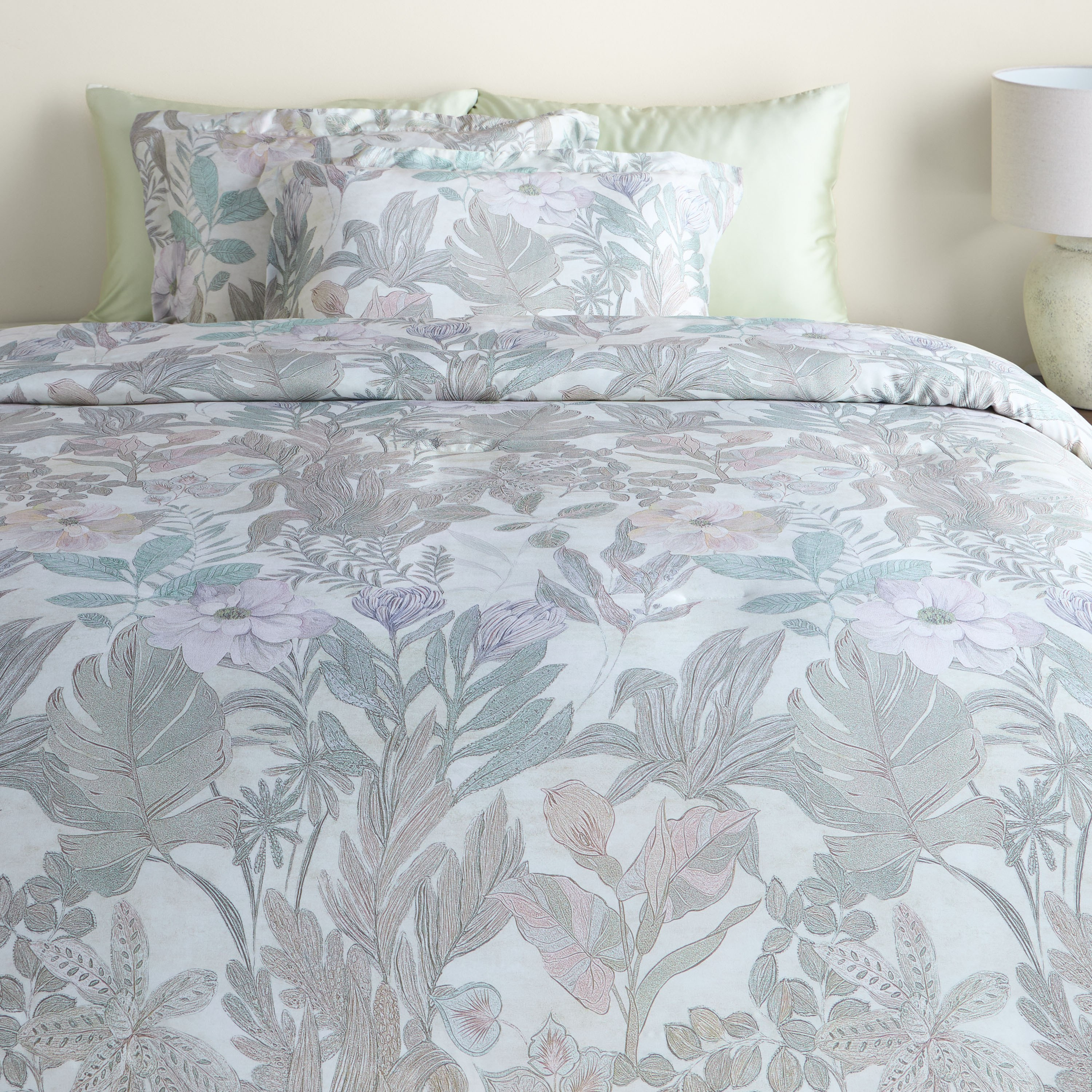 Dulche Tencel Lyocell Floral Print 300 Thread Count 6-Piece Super King Comforter Set - 240x260 cm-household-bedding-comfortersandbedspreads-bedinabag-image-2