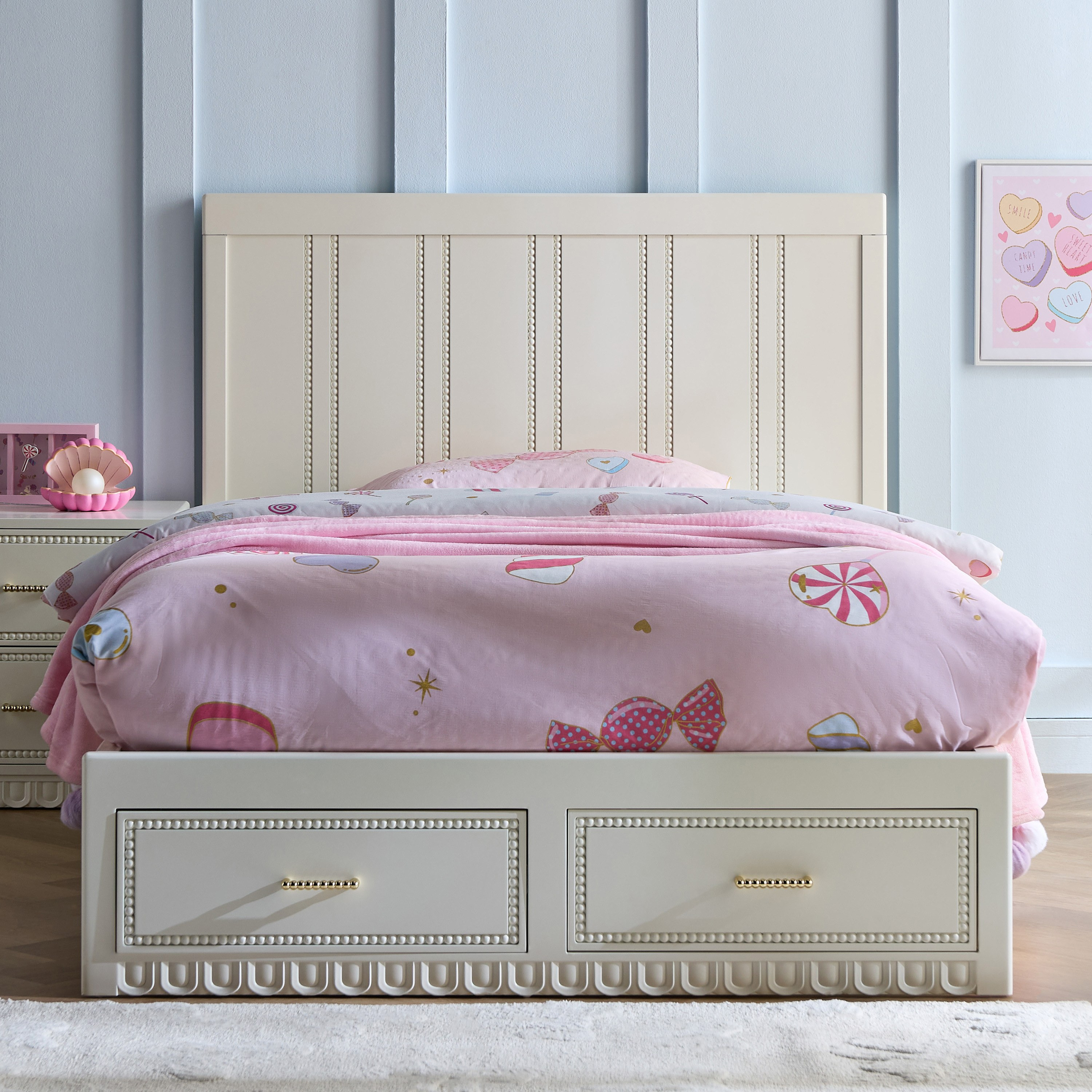 Layla Single Bed with Drawer Storage - 120x200 cm-babyandkids-kidsbeds-singlebeds-image-2
