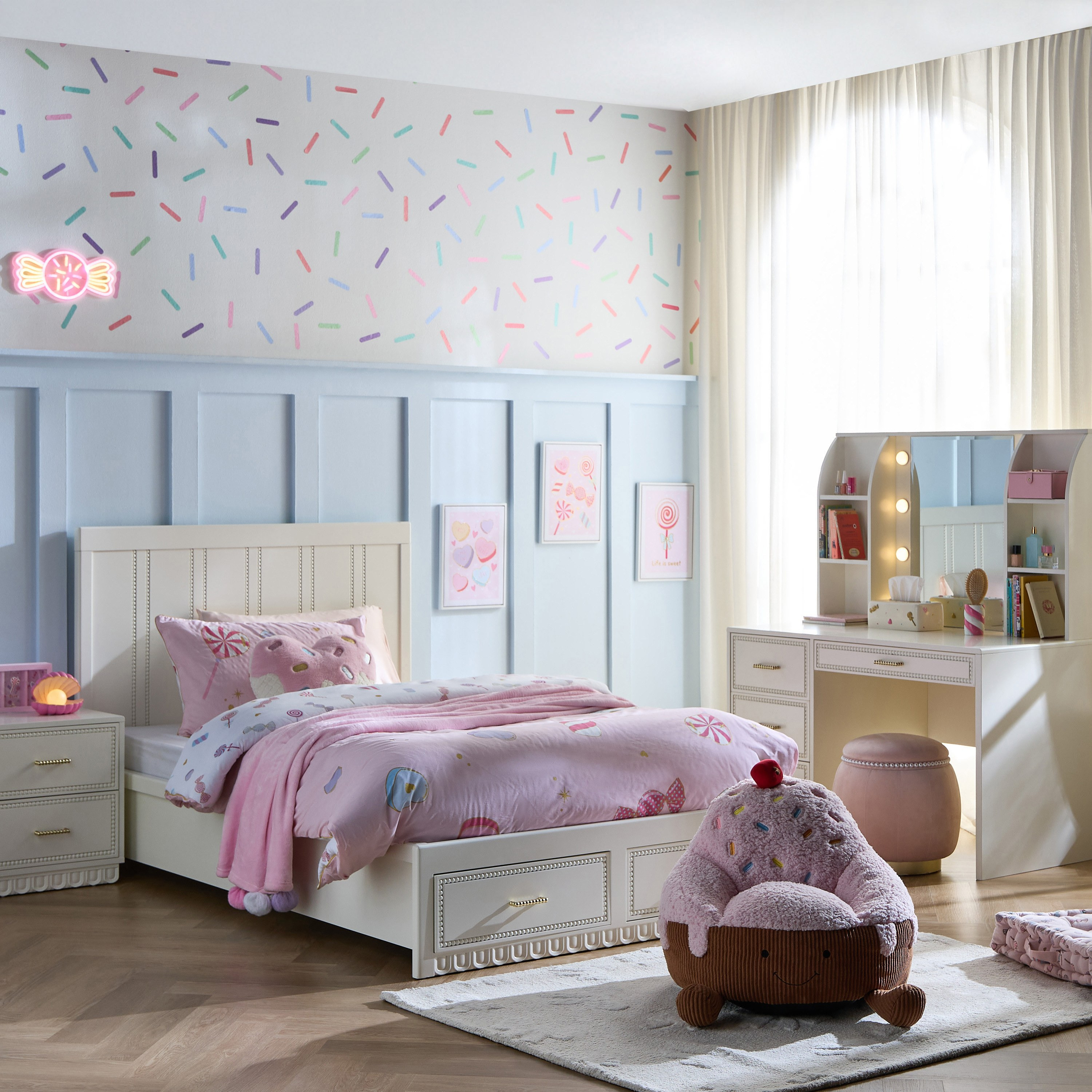 Layla Single Bed with Drawer Storage - 120x200 cm-babyandkids-kidsbeds-singlebeds-image-7