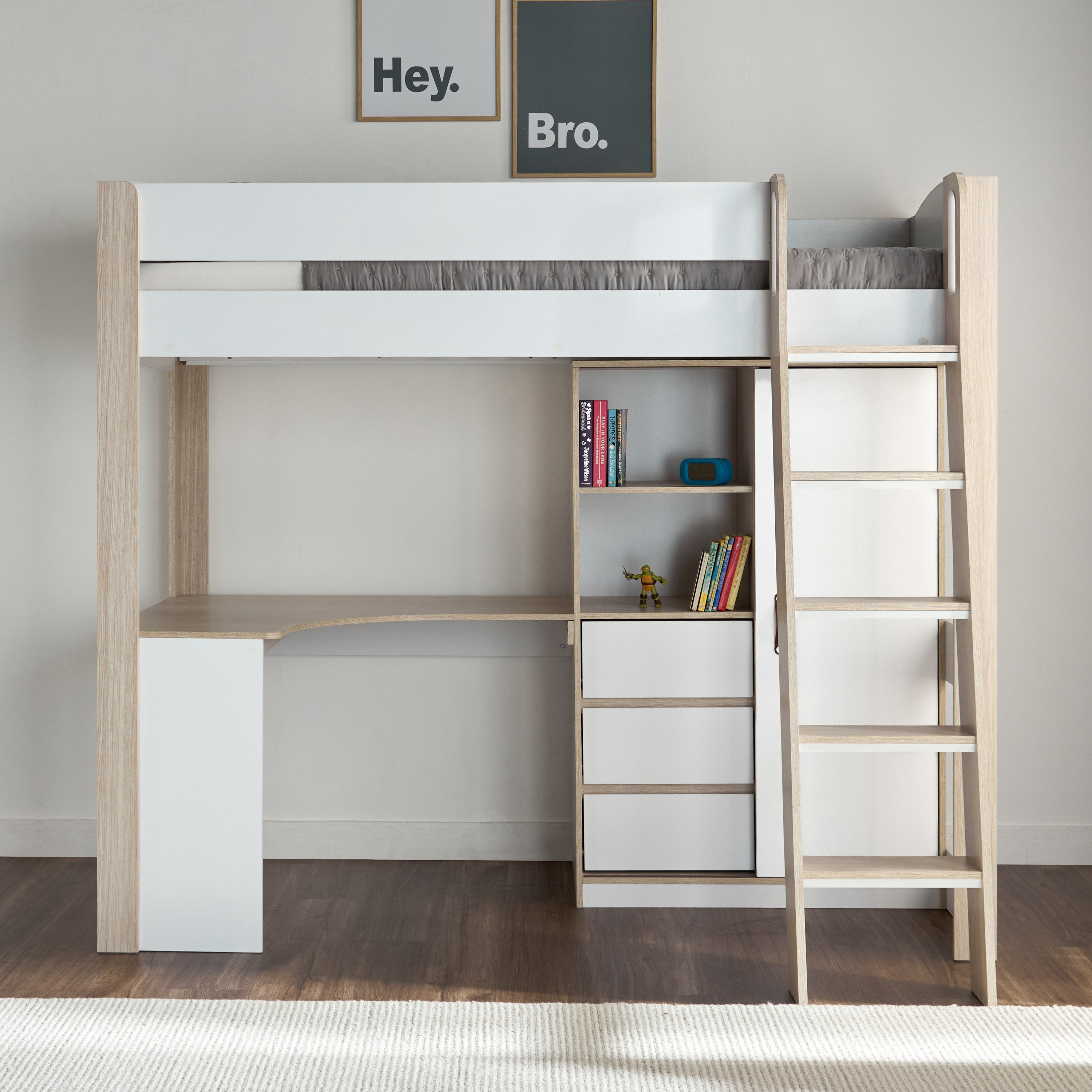 Daniel Single Loft Bed with Storage - 90x200 cm-babyandkids-kidsbeds-bunkandloftbeds-image-3