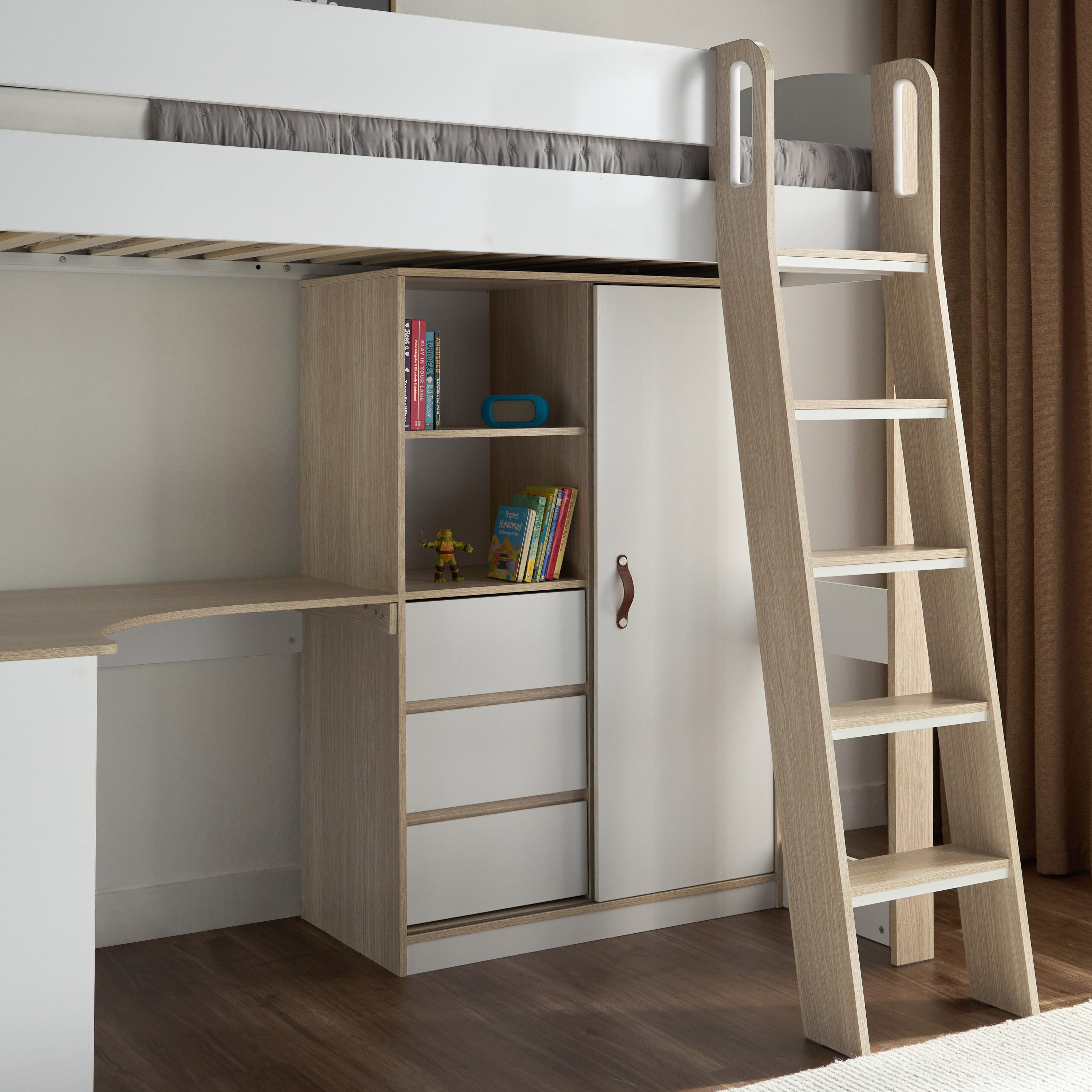 Daniel Single Loft Bed with Storage - 90x200 cm-babyandkids-kidsbeds-bunkandloftbeds-image-4