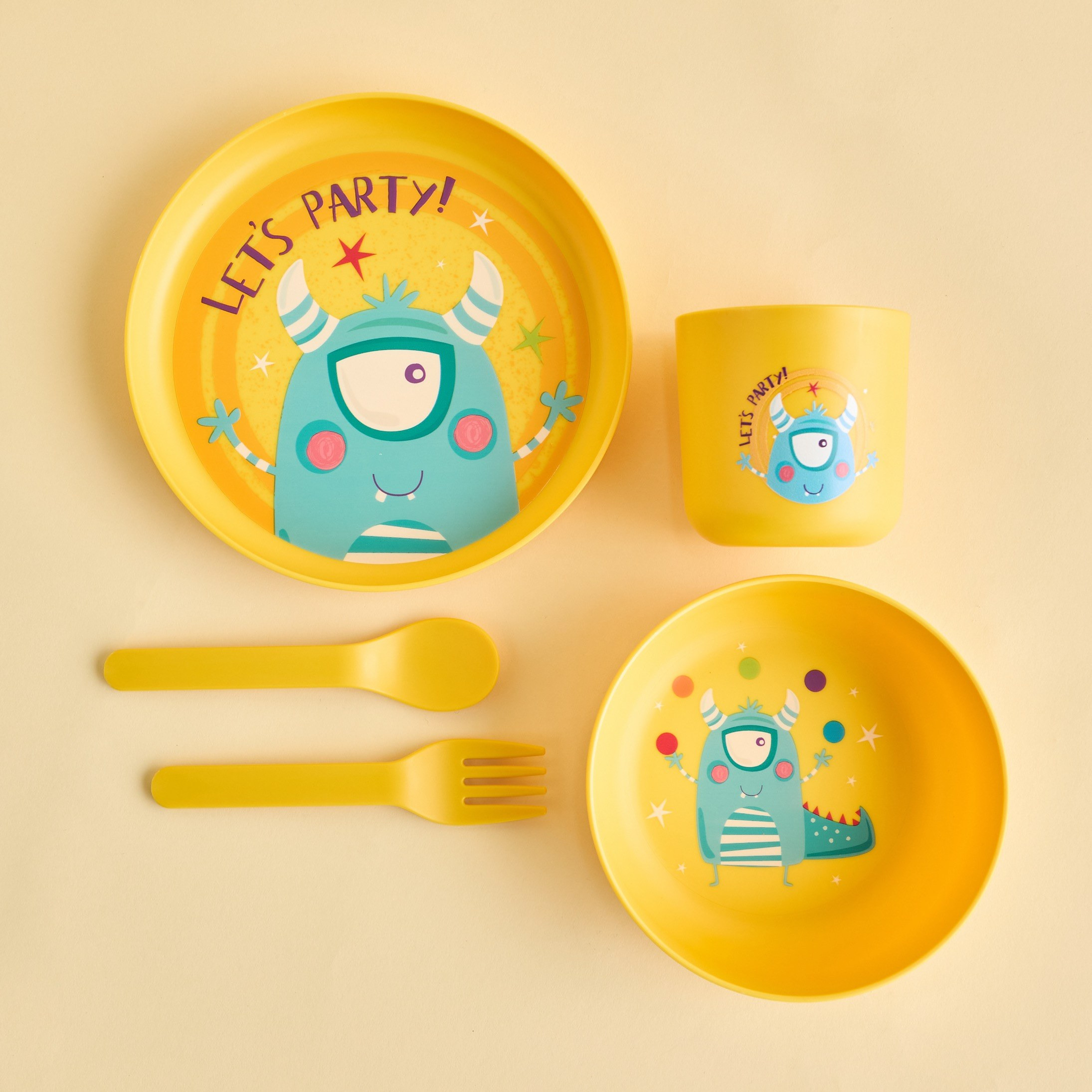 طقم أدوات مائدة بتصميم وحش 5 قطع - بيرت-babyandkids-eatanddrink-tableware-image-1