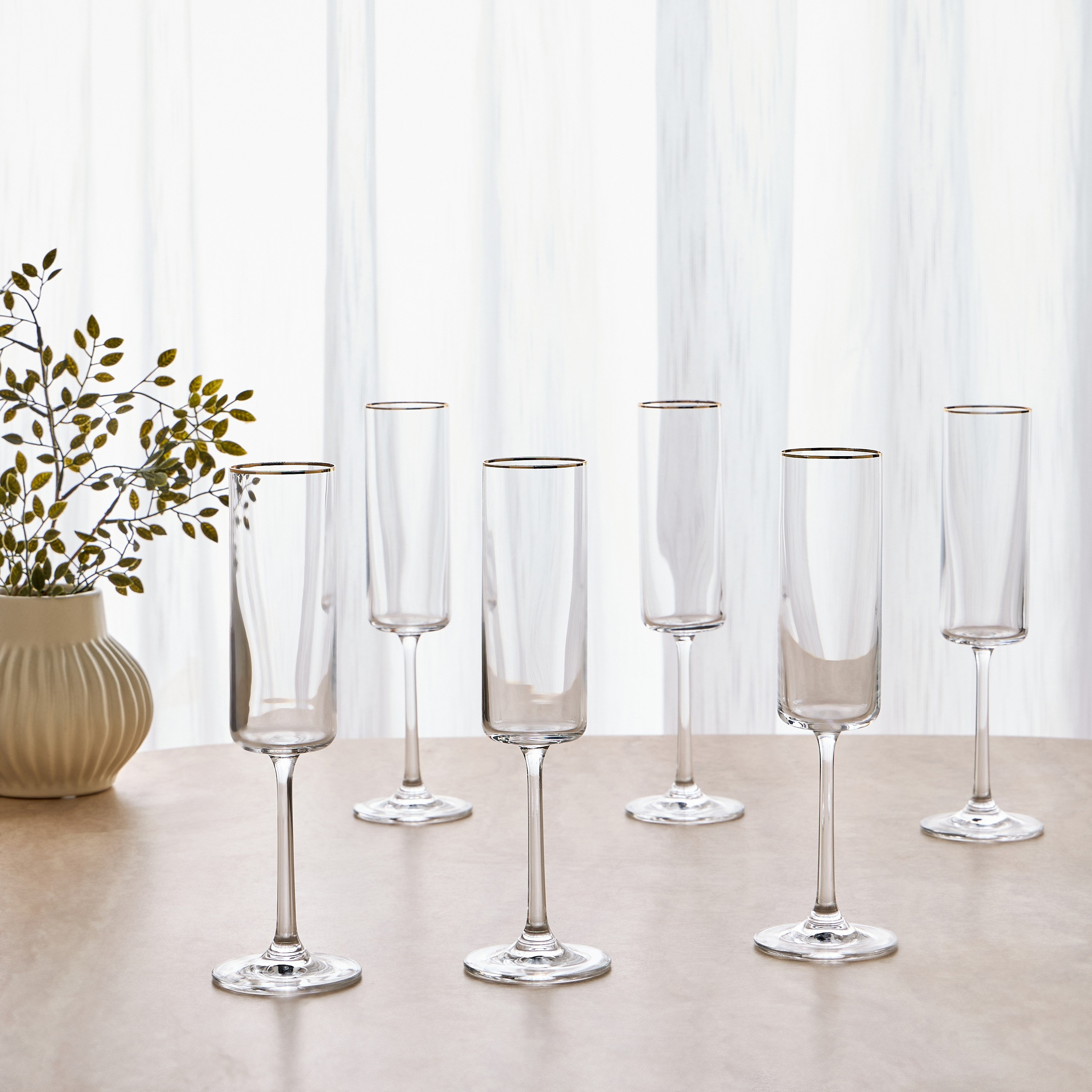Solena 6-Piece Flute Glass Set - 215 ml-household-dining-glassware-stemware-image-1