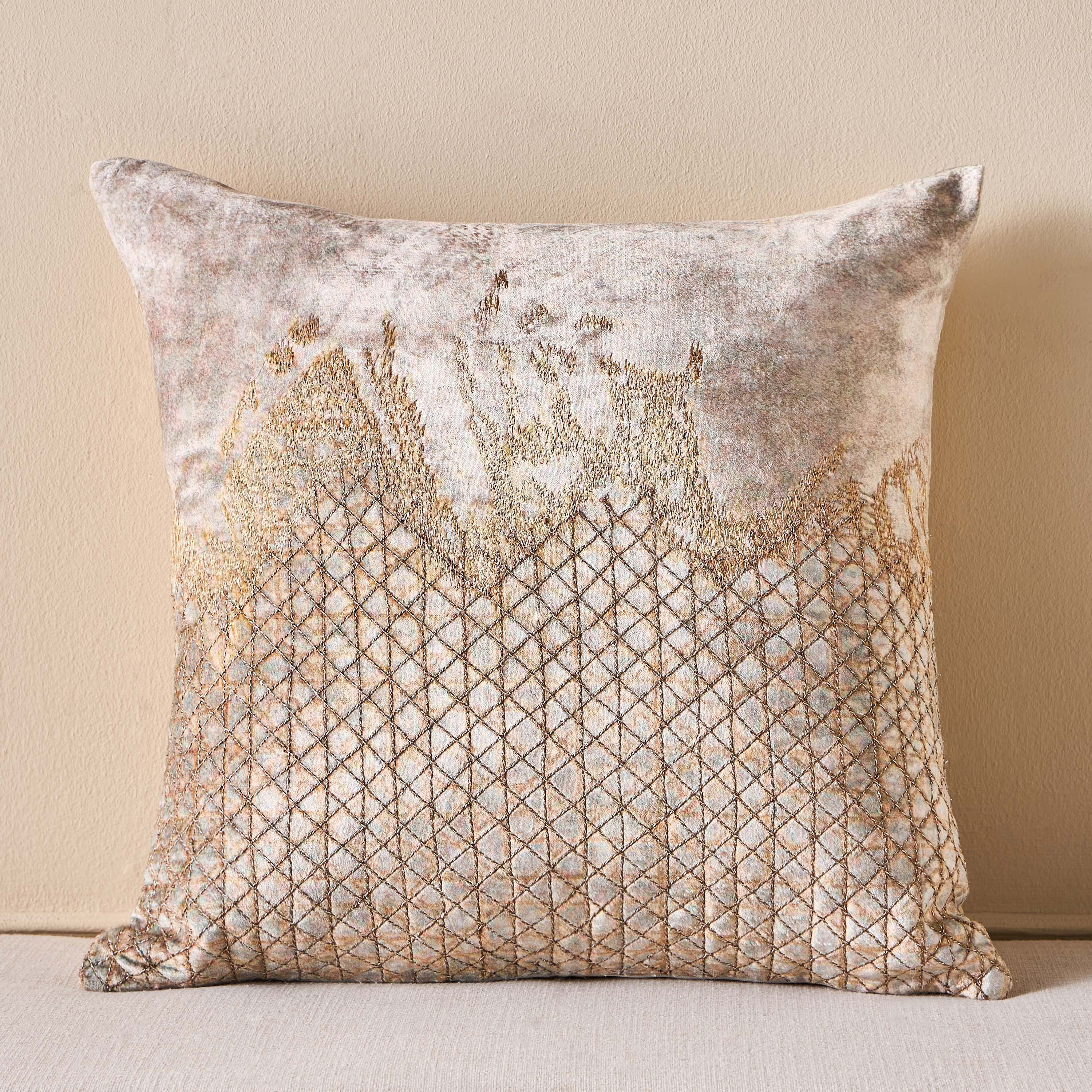 Dahab Mashrabiya Embroidered Cushion Cover - 50x50 cm-household-cushionsandthrows-cushioncovers-image-1