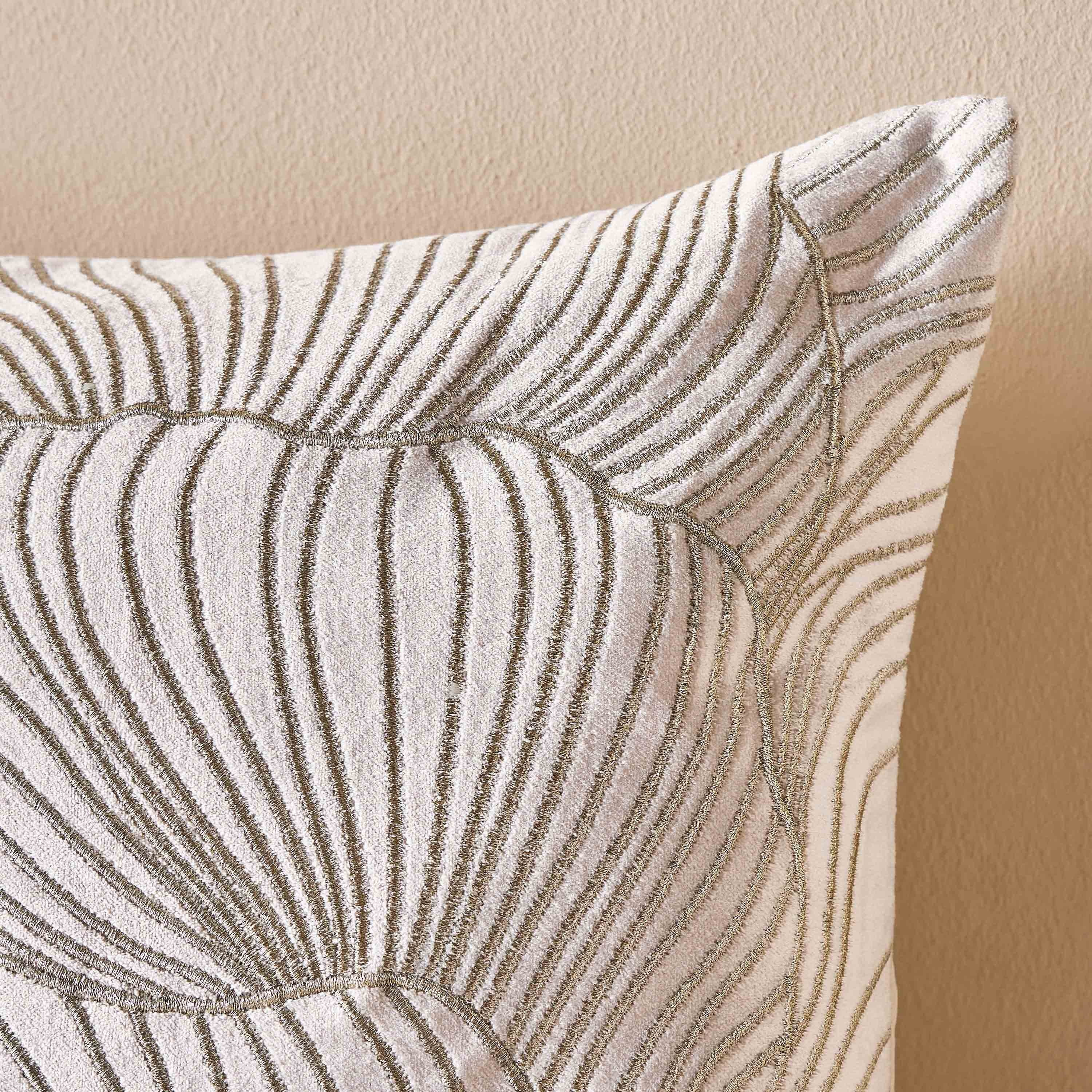 Lotus Leaf Applique Filled Cushion - 50x50 cm-household-cushionsandthrows-filledcushions-decorativecushions-image-2