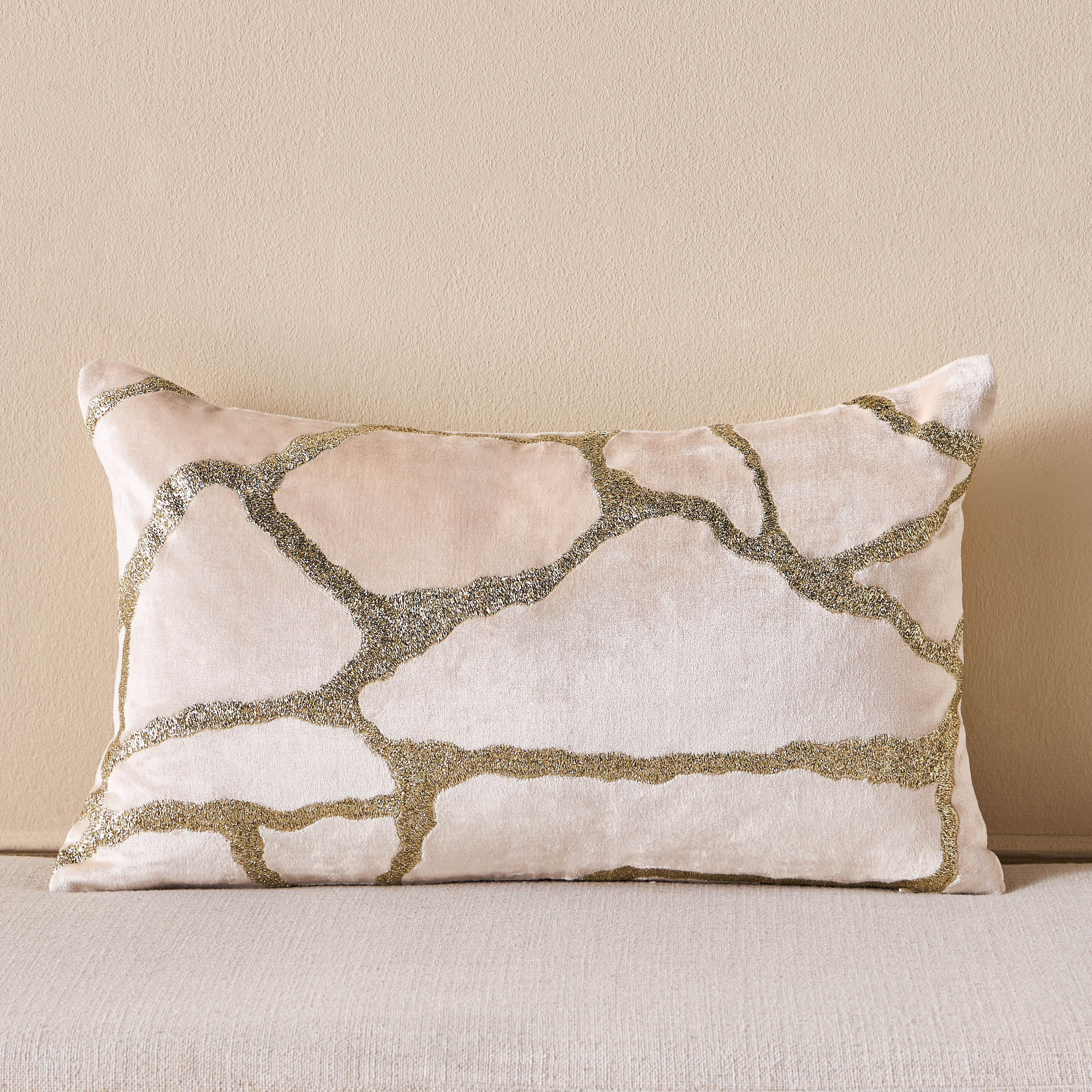 Dahab Crackle Embroidered Filled Cushion - 30x50 cm-household-cushionsandthrows-filledcushions-decorativecushions-image-1