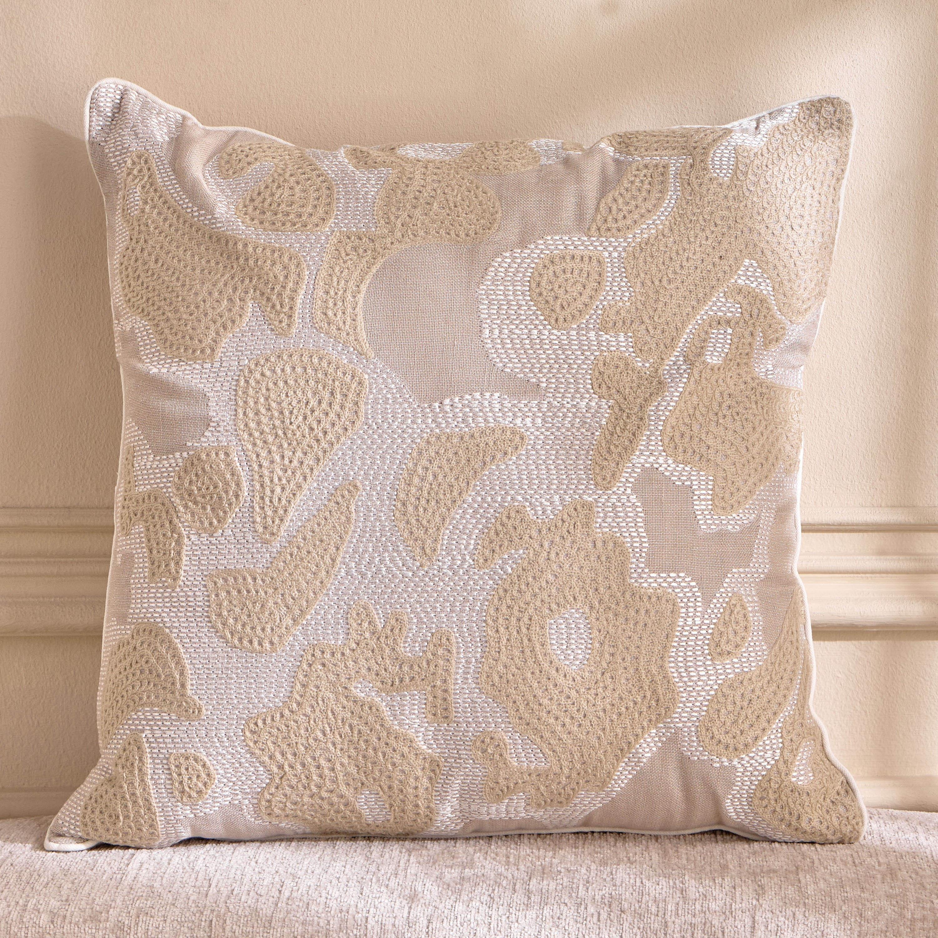 Dahab Abstract Beading Filled Cushion - 50x50 cm