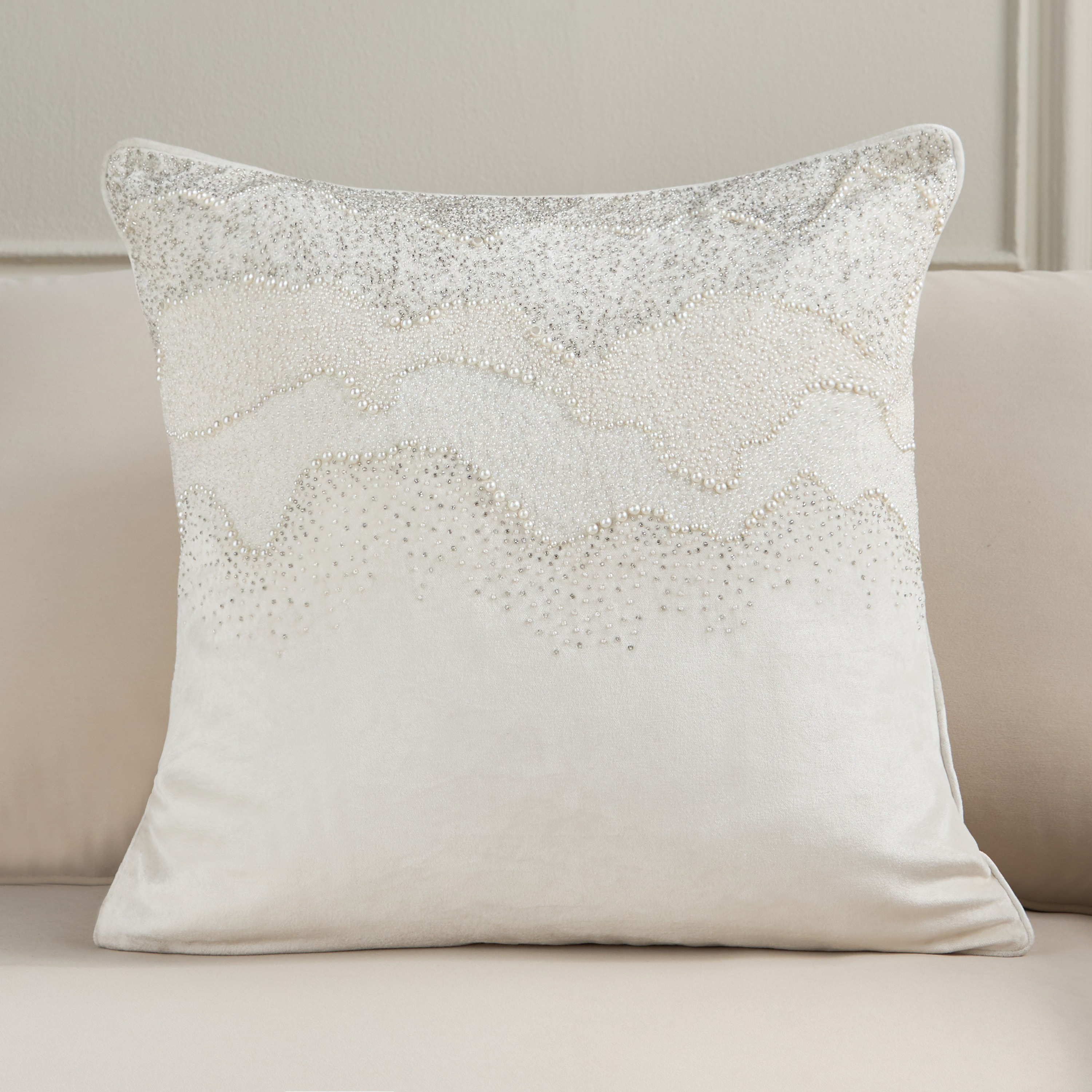Lotus Waterdall Embellished Filled Cushion - 50x50 cm-household-cushionsandthrows-filledcushions-decorativecushions-image-1