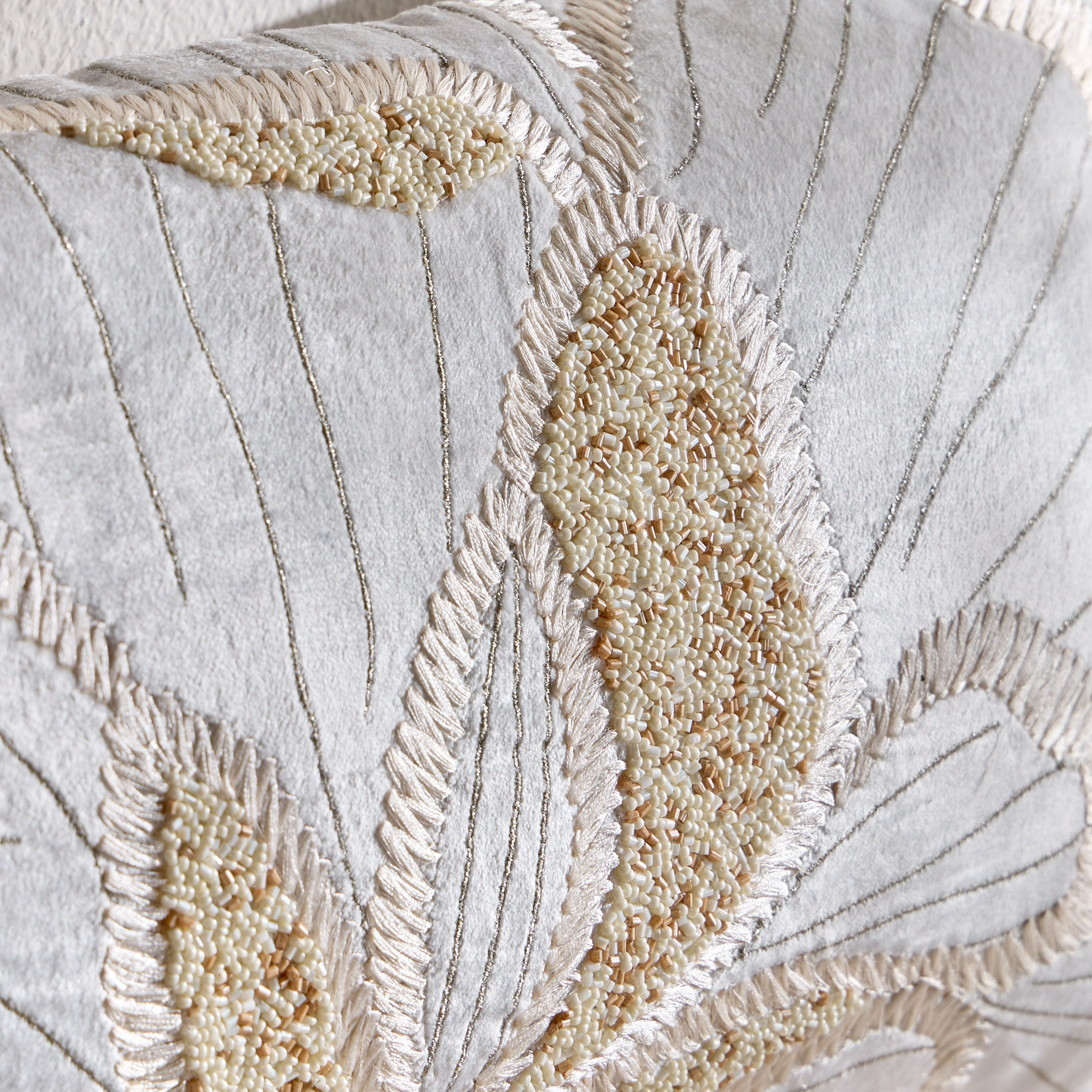 Lotus Leaf Embroidered Filled Cushion - 30x50 cm-household-cushionsandthrows-filledcushions-decorativecushions-image-2