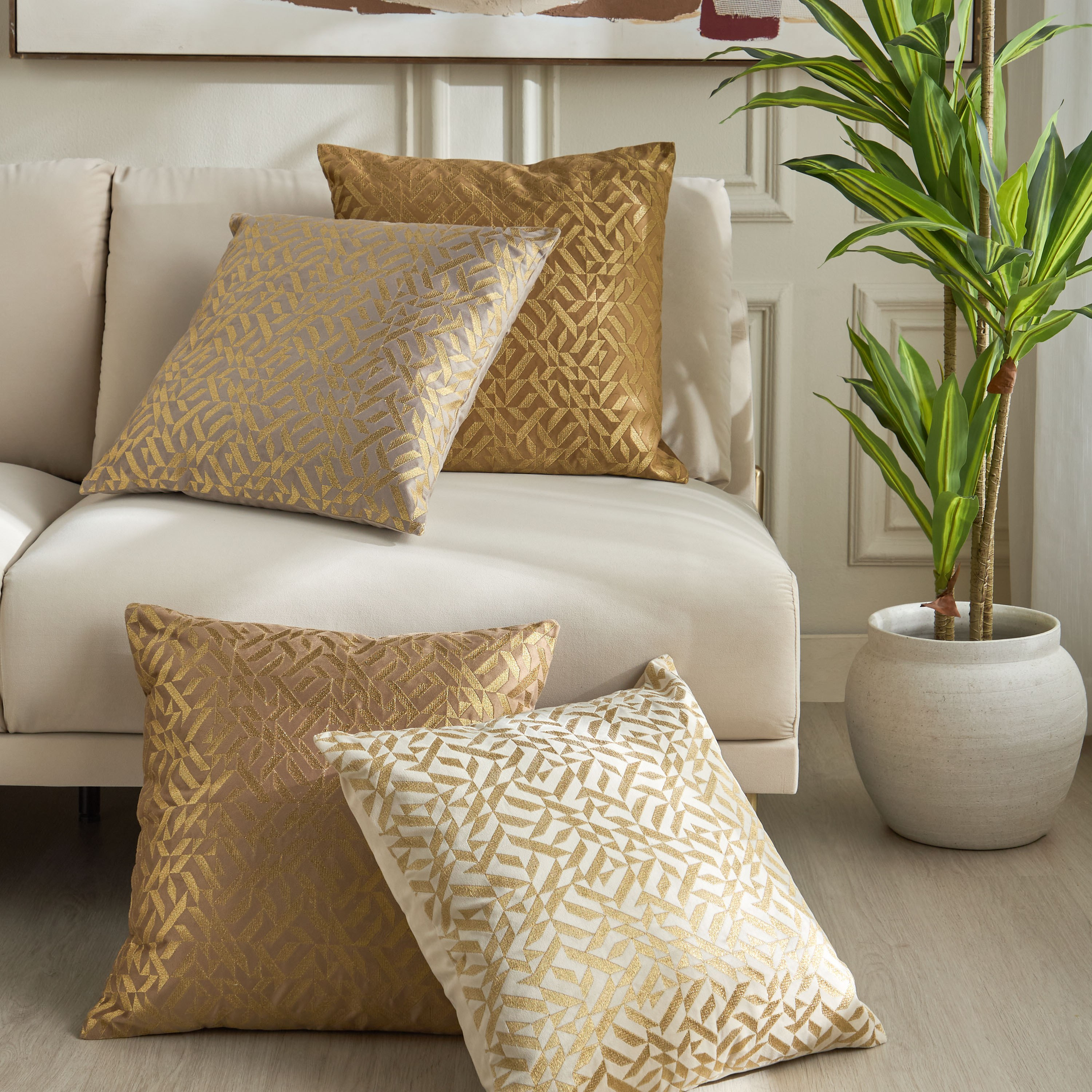 Takhrima Embroidered Filled Cushion - 50x50 cm-household-cushionsandthrows-filledcushions-decorativecushions-image-4