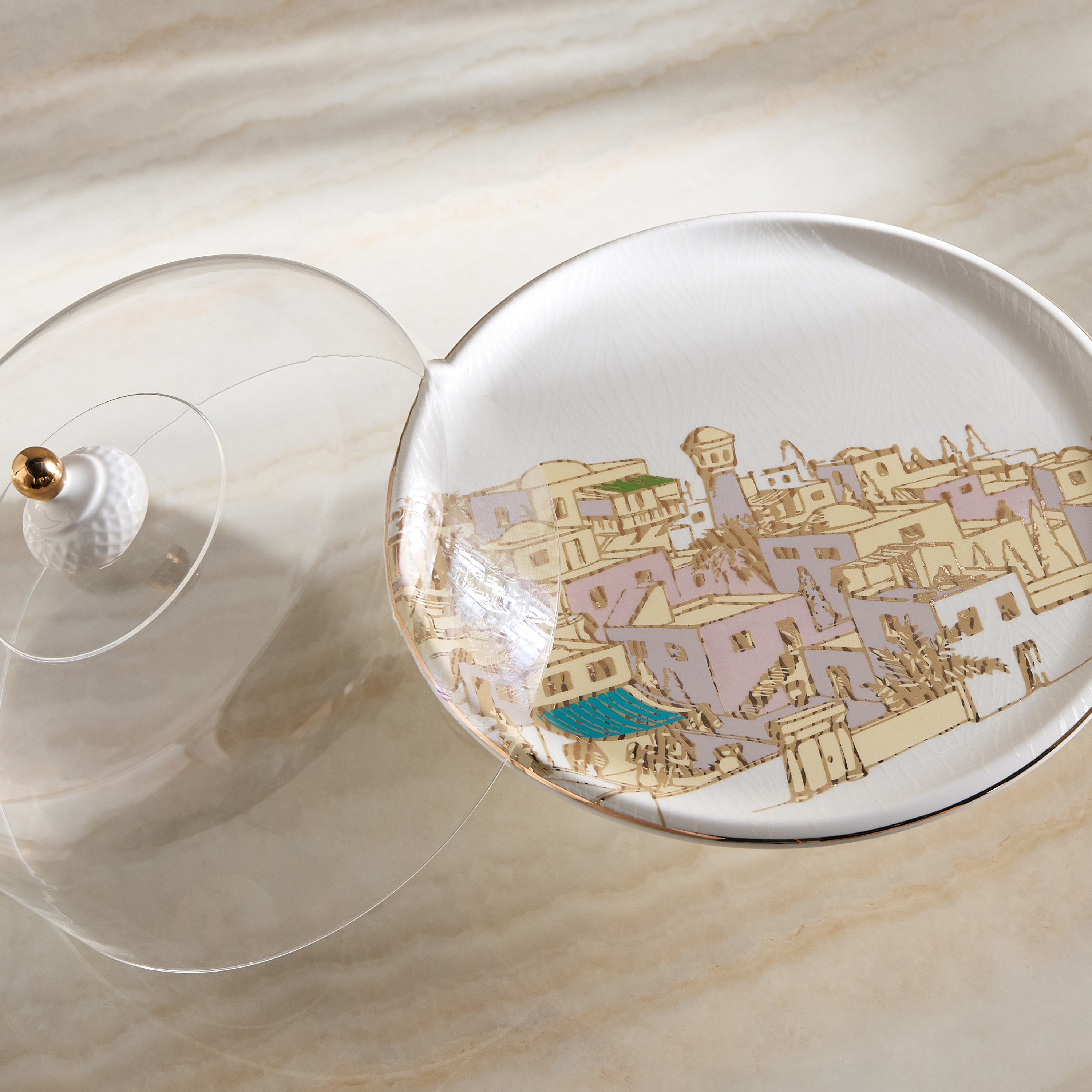 حامل كيك بتصميم قبة مع ملعقة تقديم - وادي - 32 سم-household-giftingaccessories-giftings-image-5