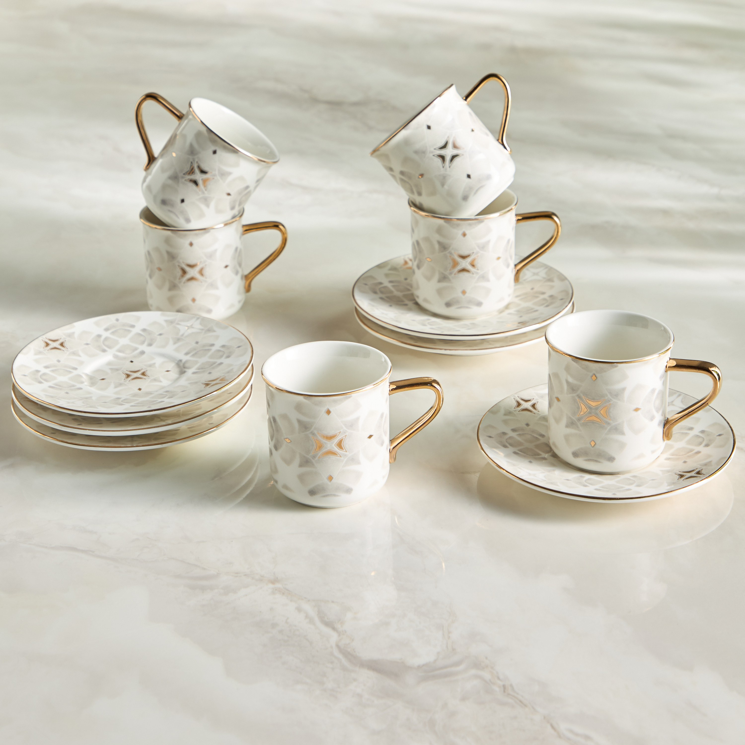 Nur 12-Piece Porcelain Cup and Saucer Set - 200 ml, Serves 6-household-giftingaccessories-giftings-image-1