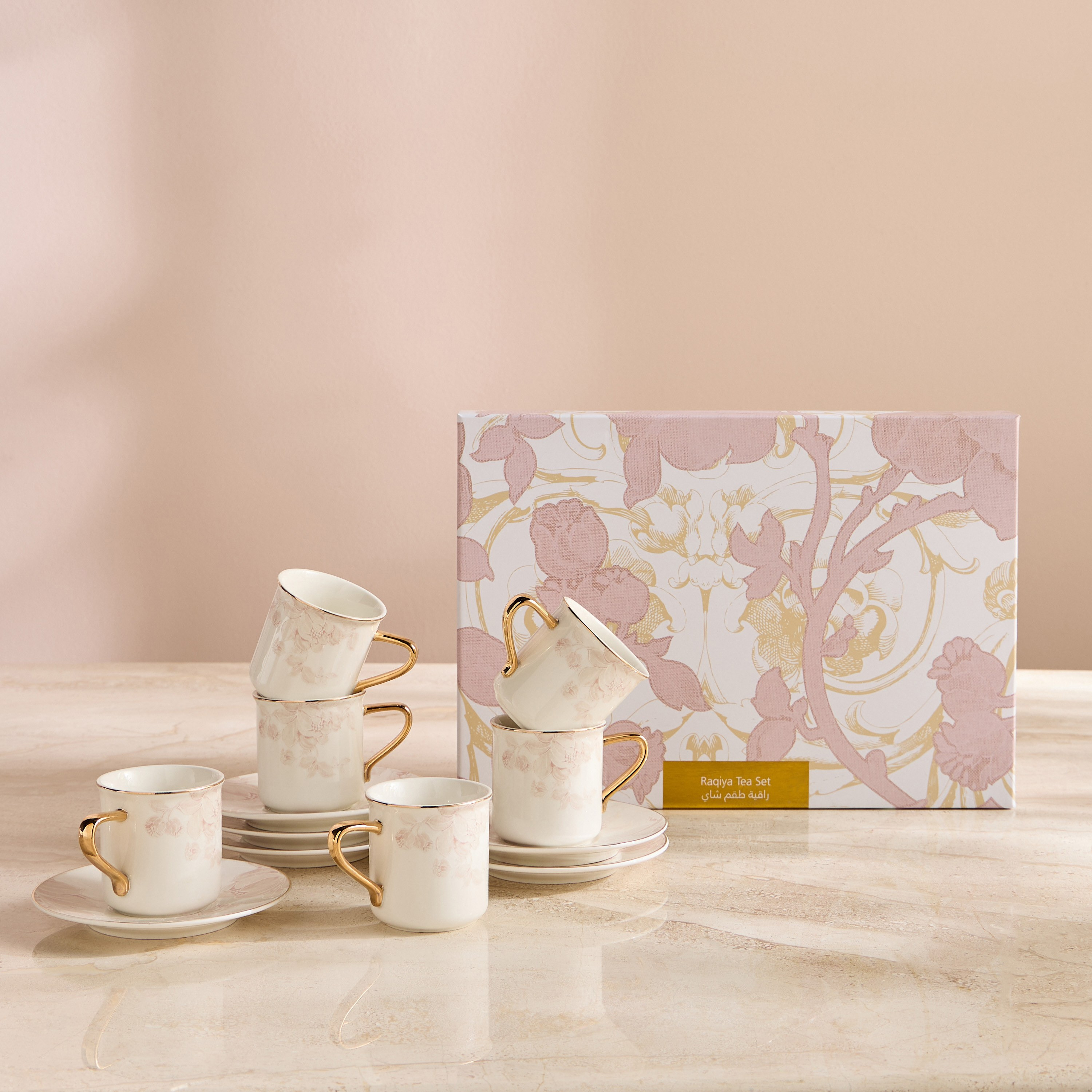 Raqiya 12-Piece Porcelain Cup and Saucer Set - 200 ml-household-giftingaccessories-giftings-image-4