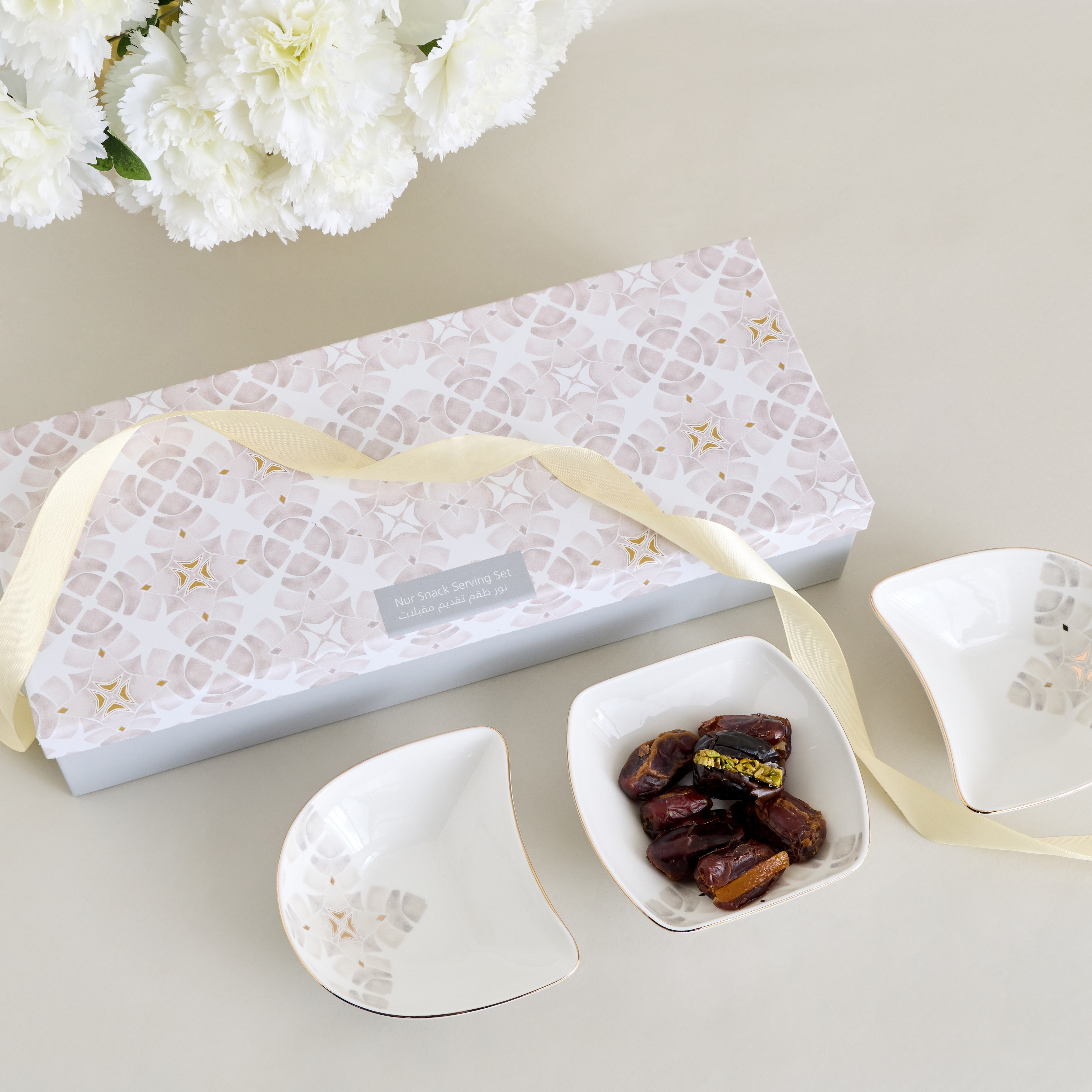 طقم أوعية تقديم بورسلان 3 قطع مع صينية - نور - 38 سم-household-giftingaccessories-giftings-image-6