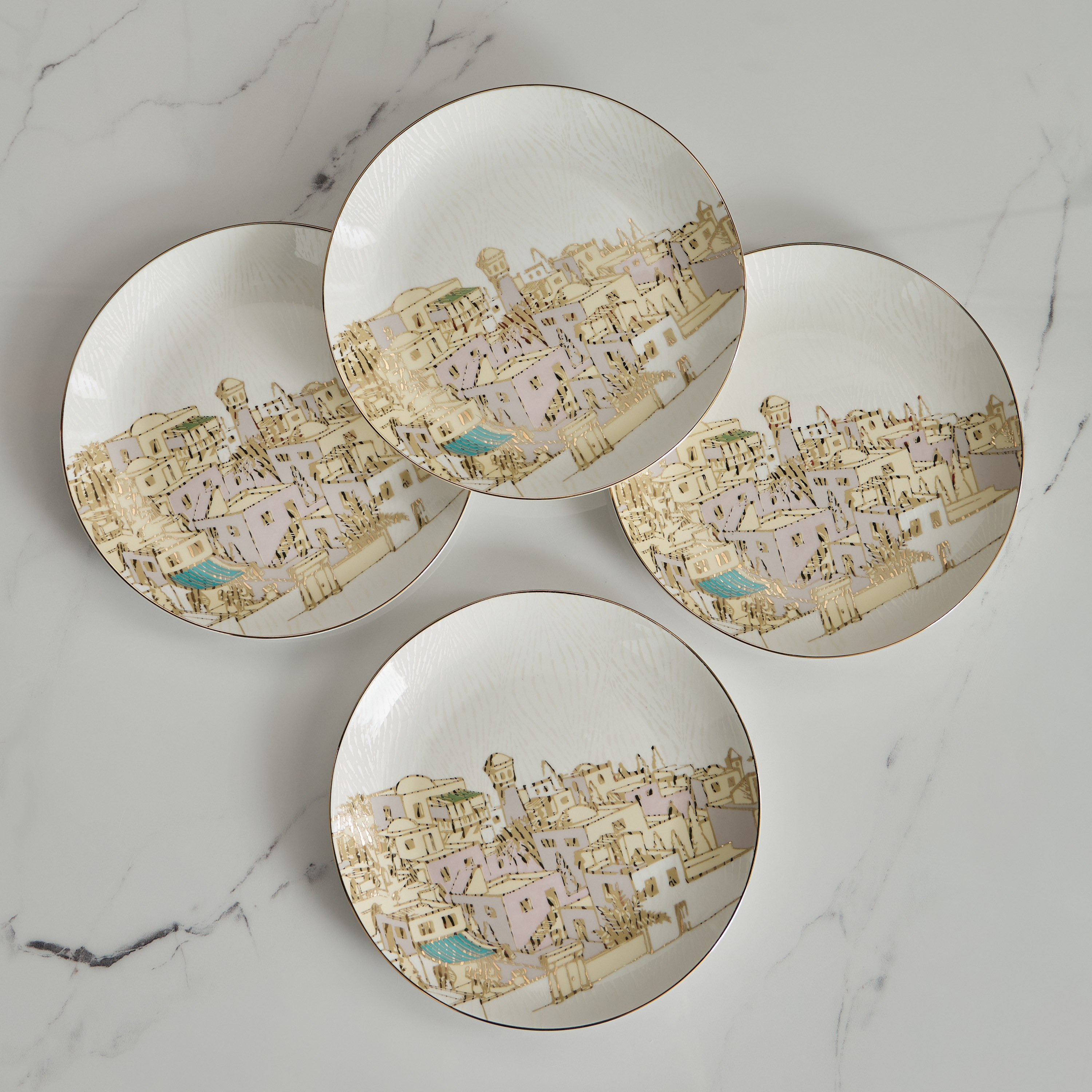 Wadi 4-Piece Porcelain Dinner Plate Set - 25 cm