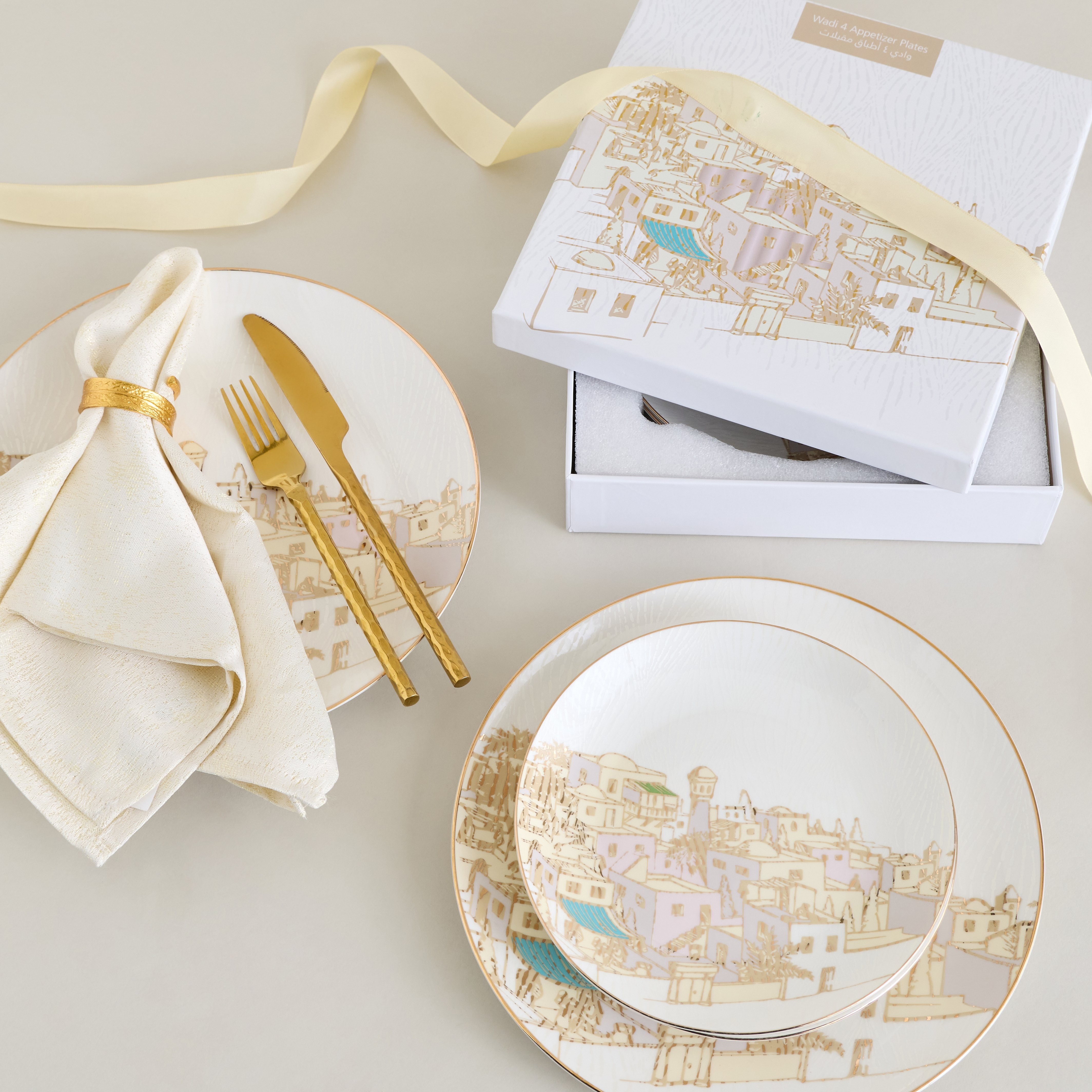 Wadi 4-Piece Porcelain Appetiser Plate Set - 19 cm-household-dining-dinnerware-plates-image-6