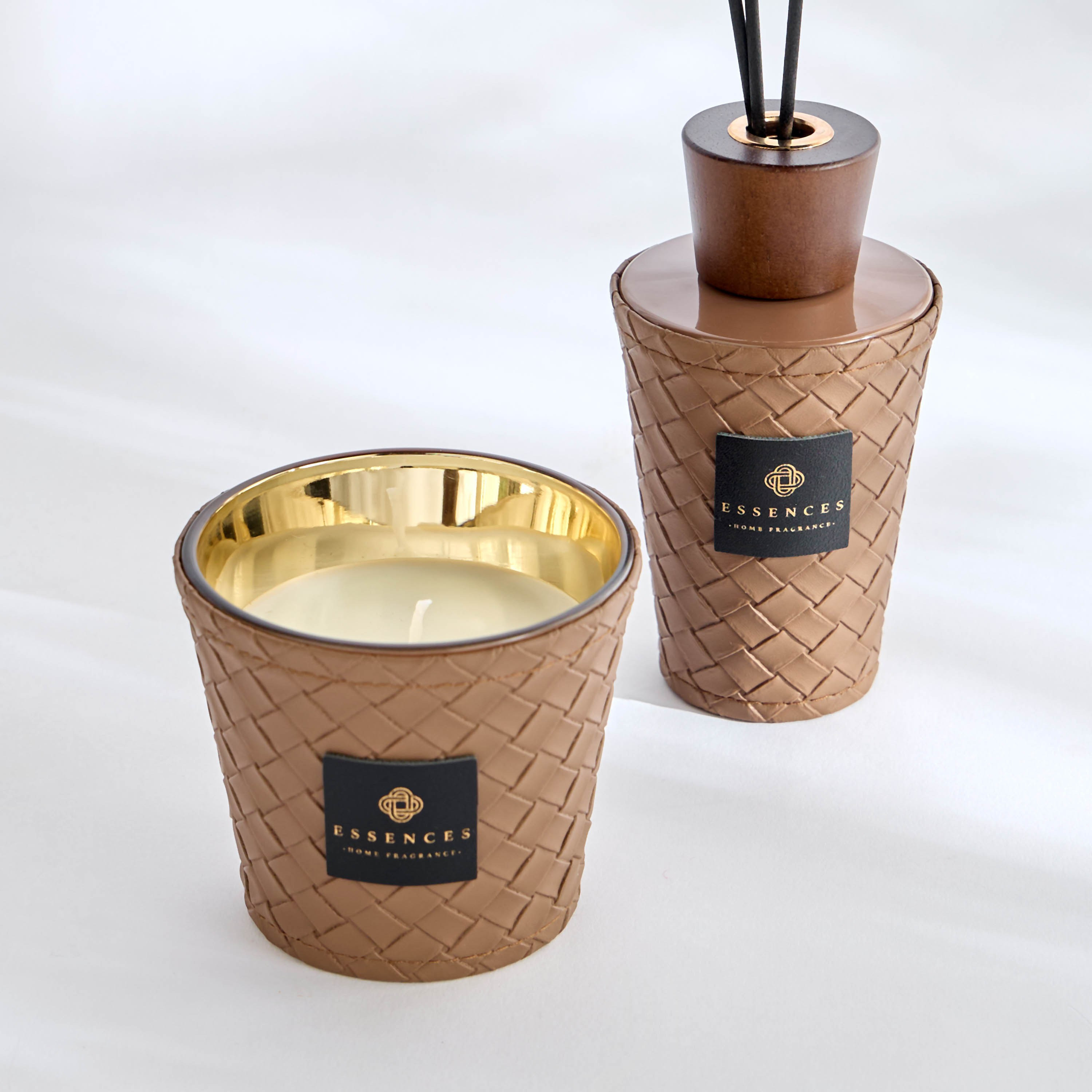 Essenza Ombre Leather Scented Jar Candle and Reed Diffuser Gift Set-household-homefragrance-candles-image-2