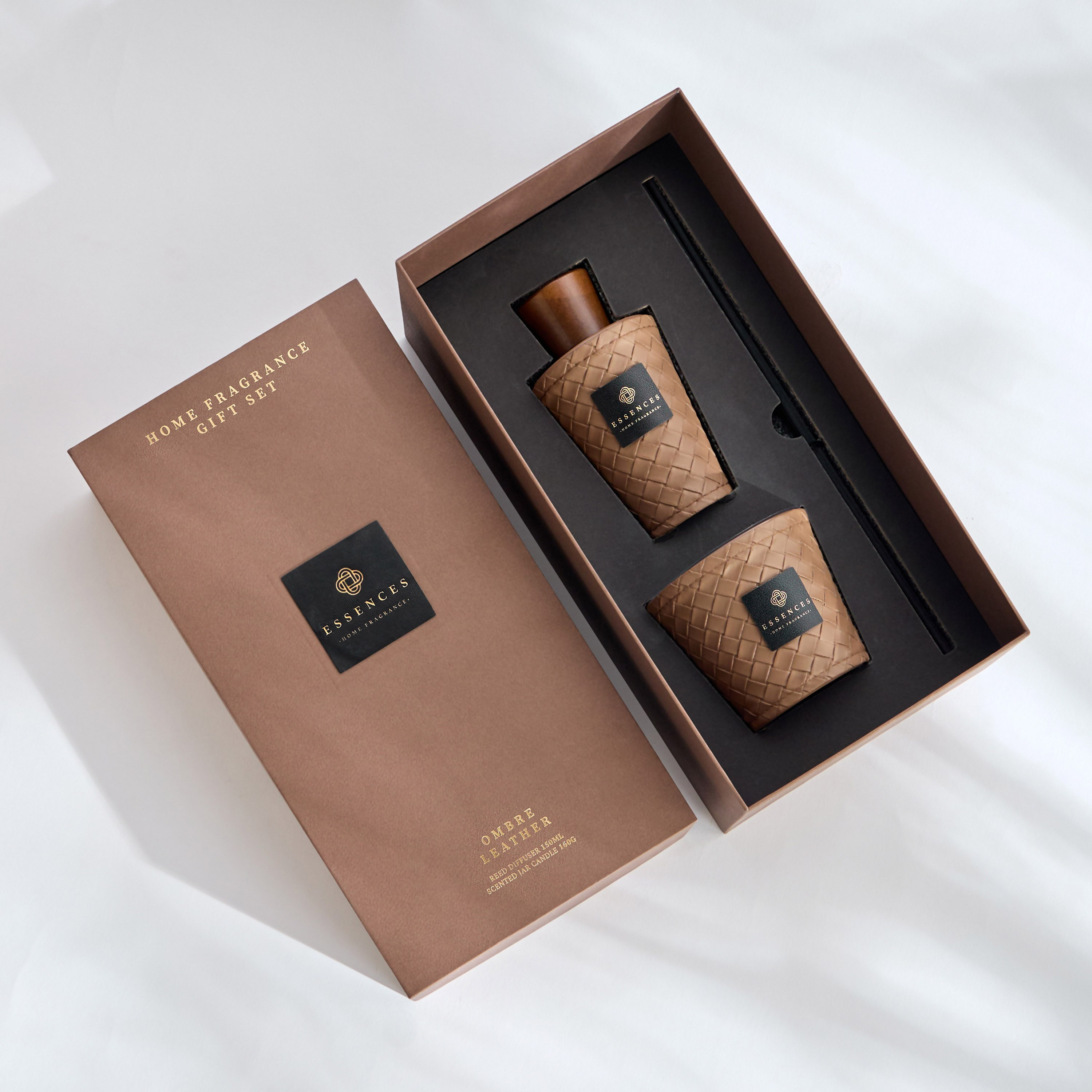 Essenza Ombre Leather Scented Jar Candle and Reed Diffuser Gift Set-household-homefragrance-candles-image-3
