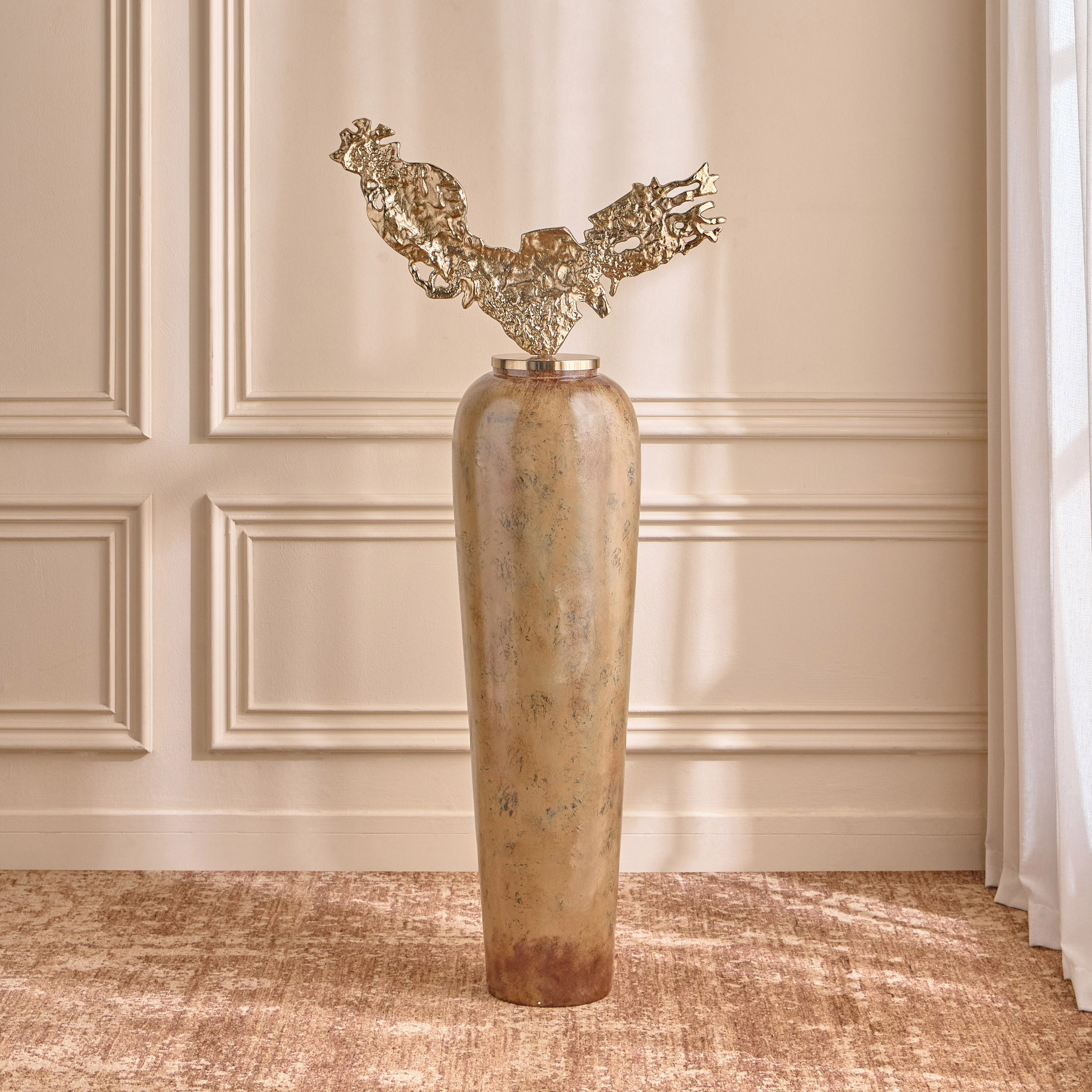 فازة زجاجية بيلباو - دهب - 133 سم-household-decor-vasesandbowls-image-1