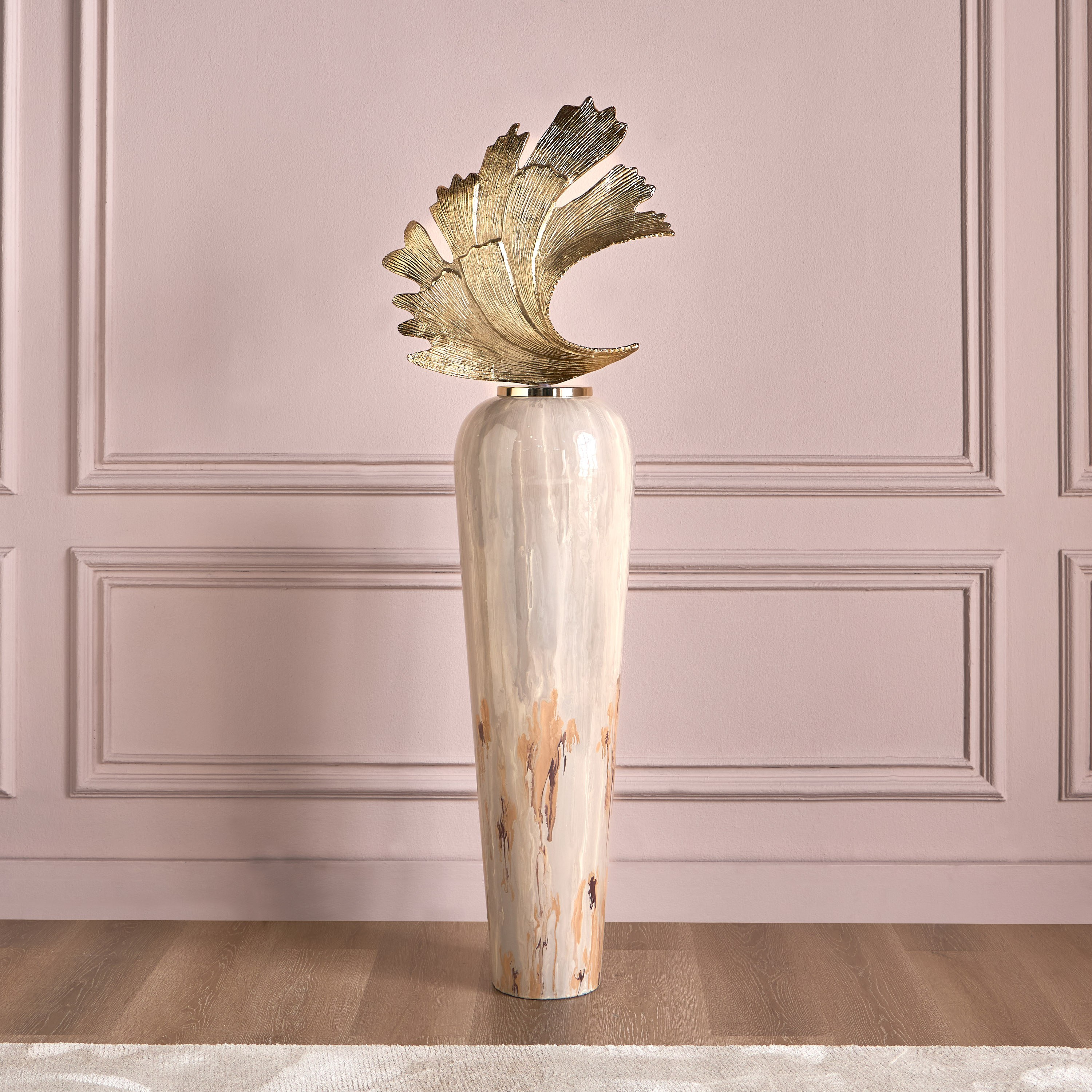 Lotus Sway Metal Floor Vase - 141 cm-household-decor-vasesandbowls-image-1