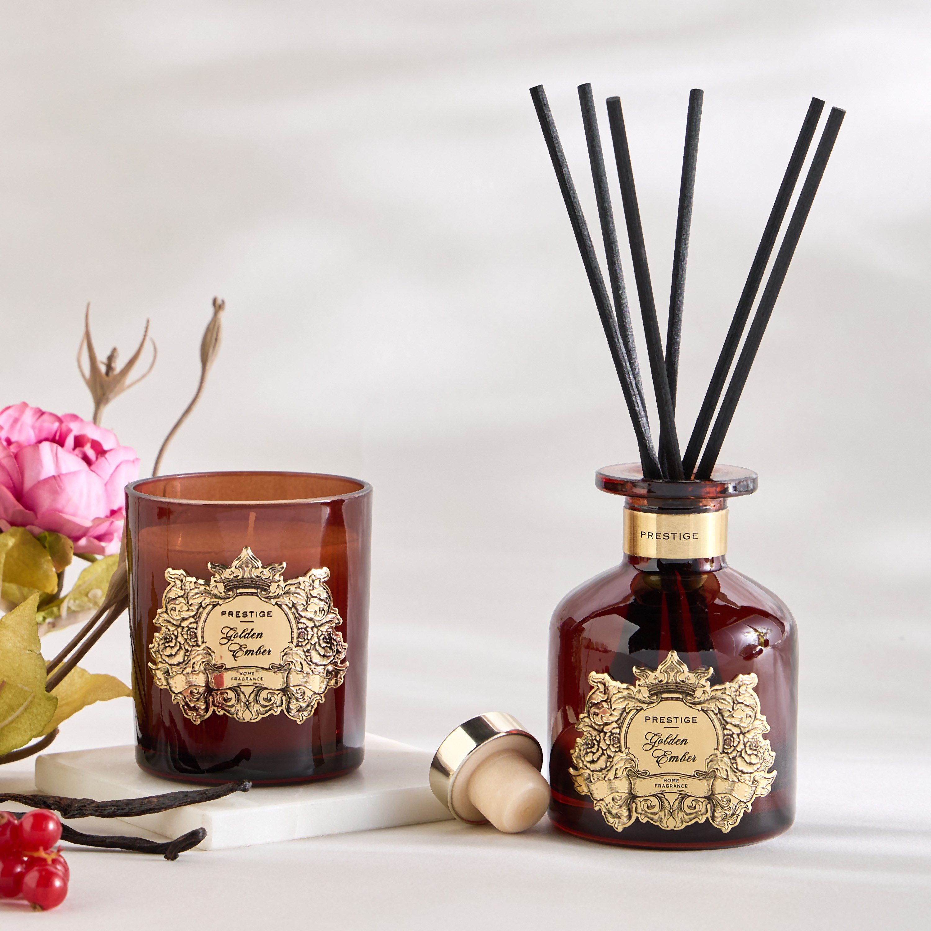 Prestige Golden Ember Scented Reed Diffuser and Jar Candle-household-homefragrance-fragrancegiftset-image-1