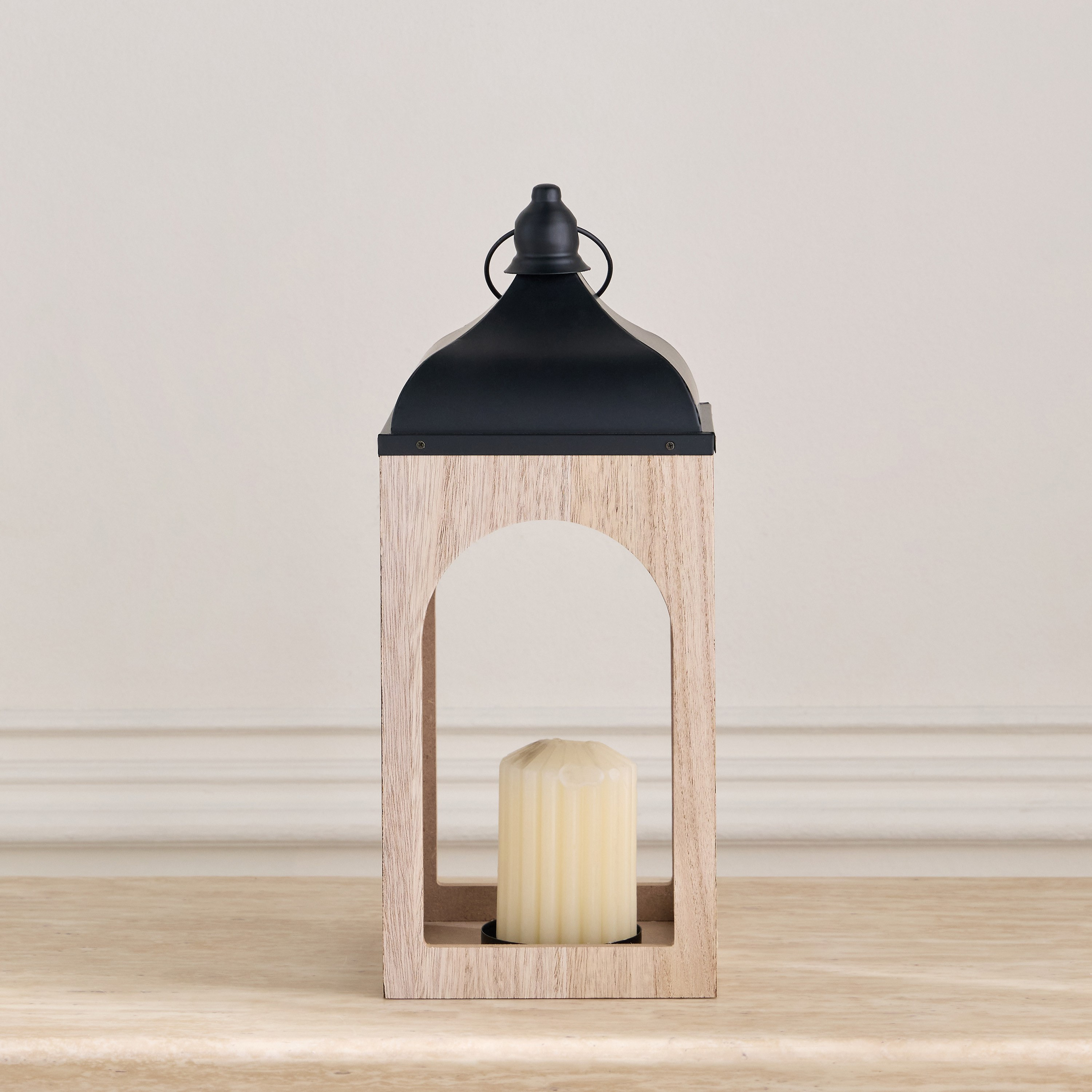 Ayla Metal and Wood Lantern - 39 cm-household-decor-candleholdersandlanterns-image-1