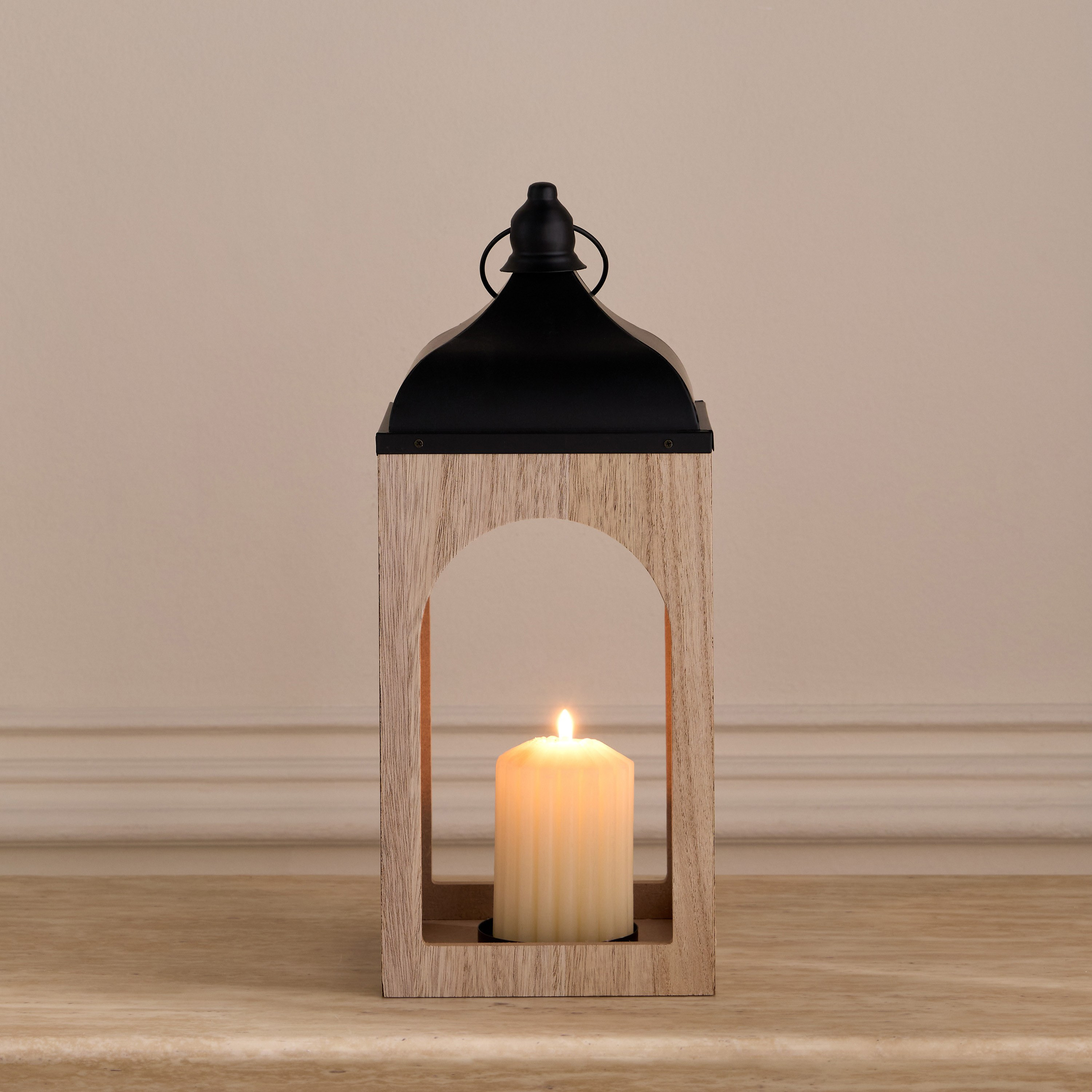 Ayla Metal and Wood Lantern - 39 cm-household-decor-candleholdersandlanterns-image-2
