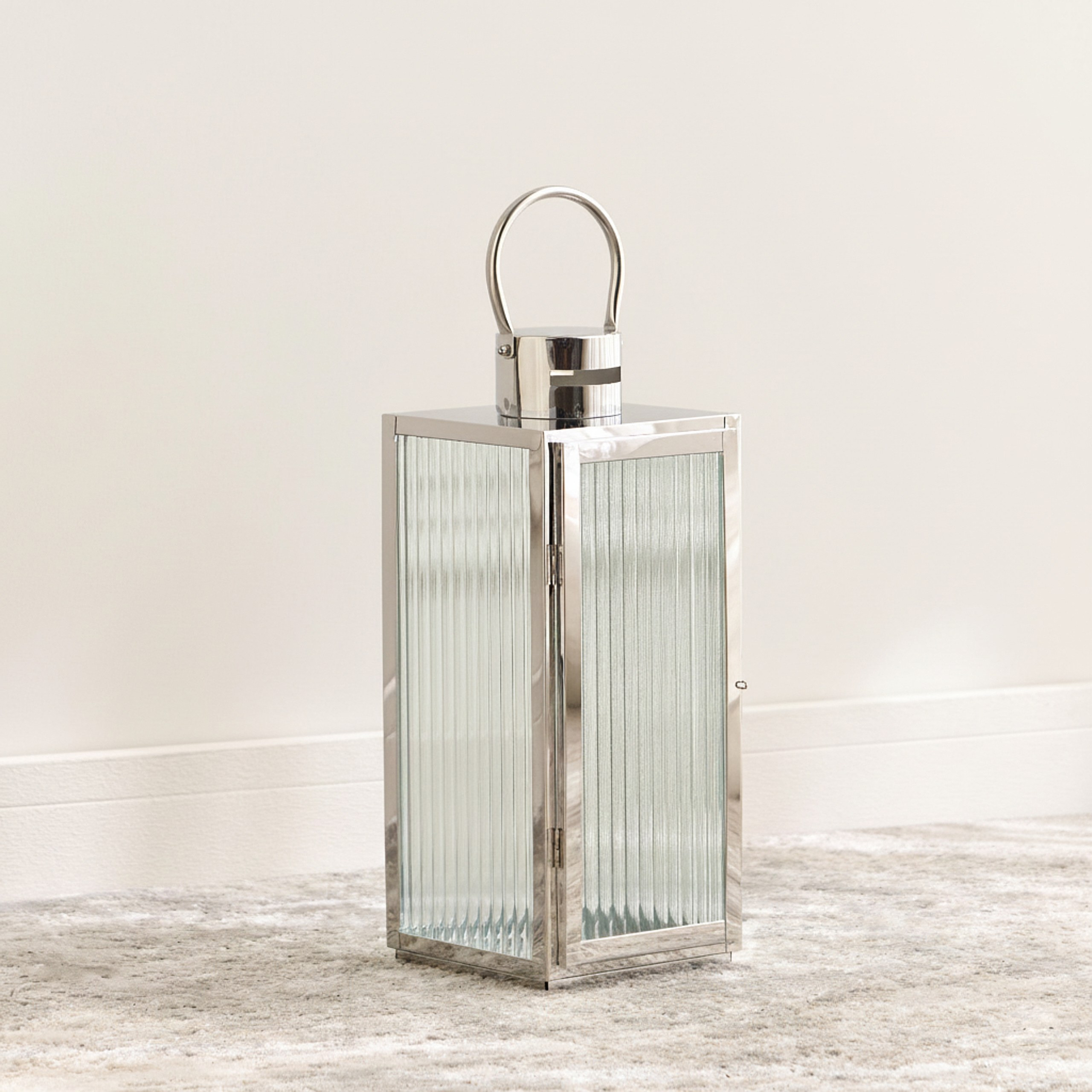 Dana Stainless Steel and Glass Lantern - 41 cm