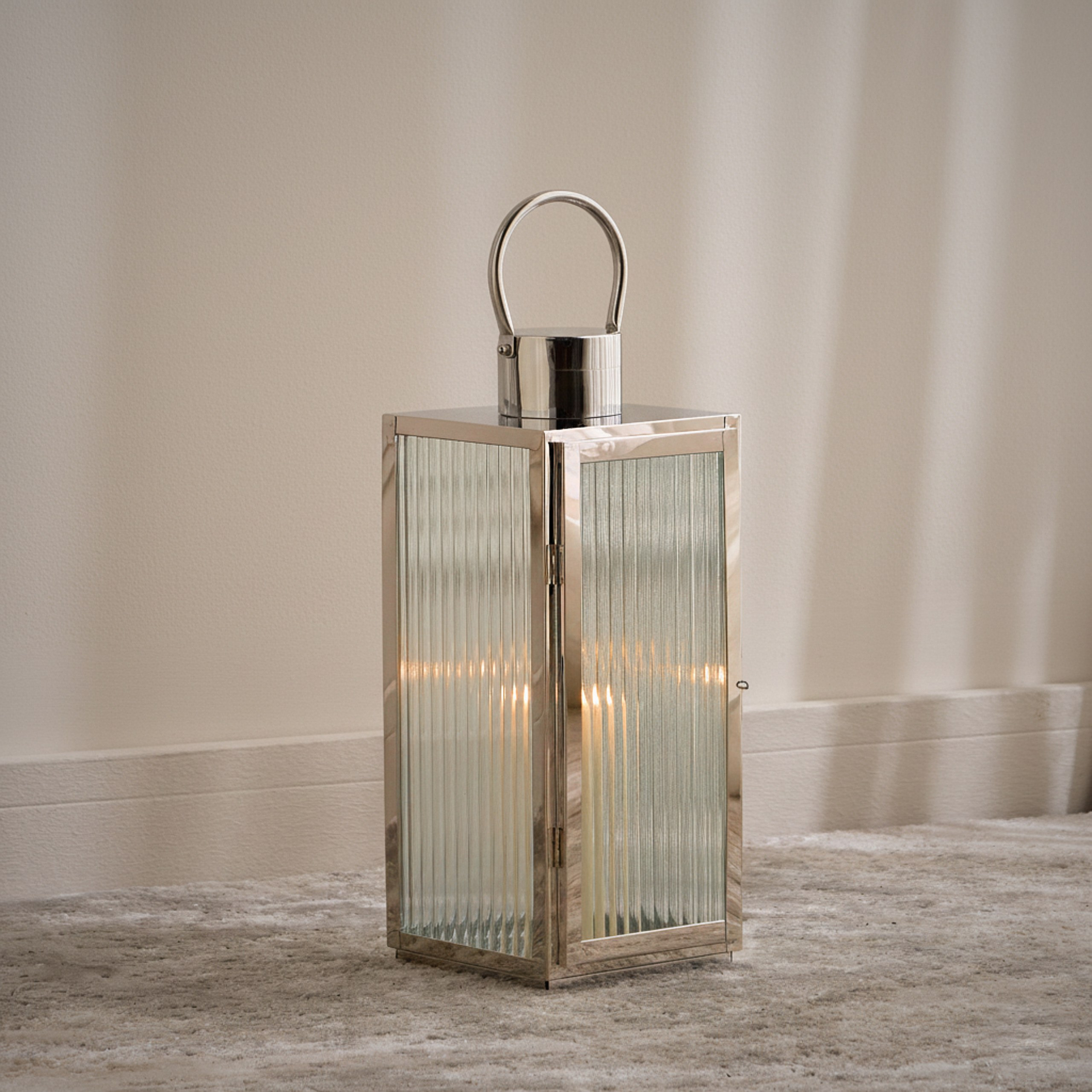 Dana Stainless Steel and Glass Lantern - 41 cm-household-decor-candleholdersandlanterns-image-2