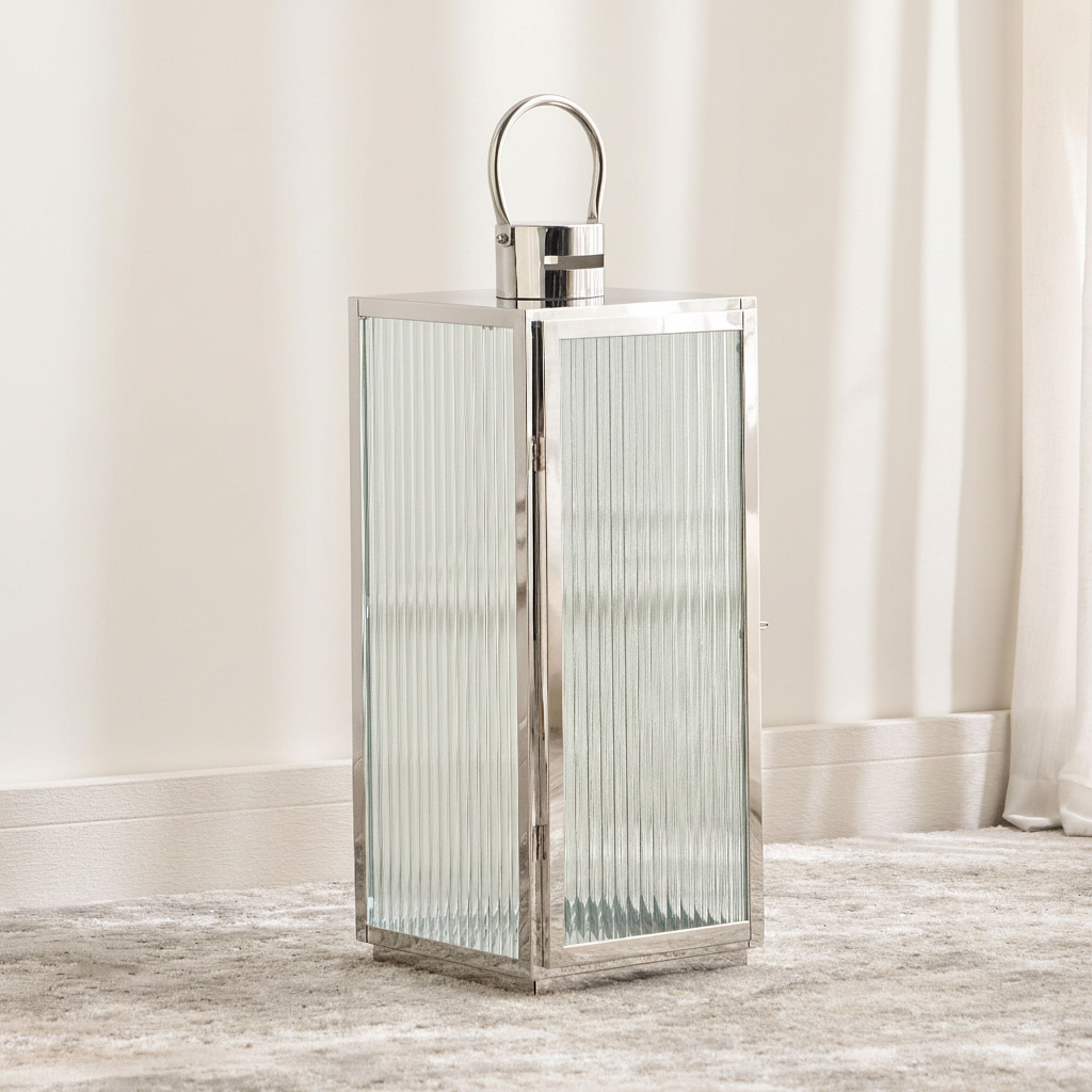 Dana Stainless Steel and Glass Lantern - 54 cm