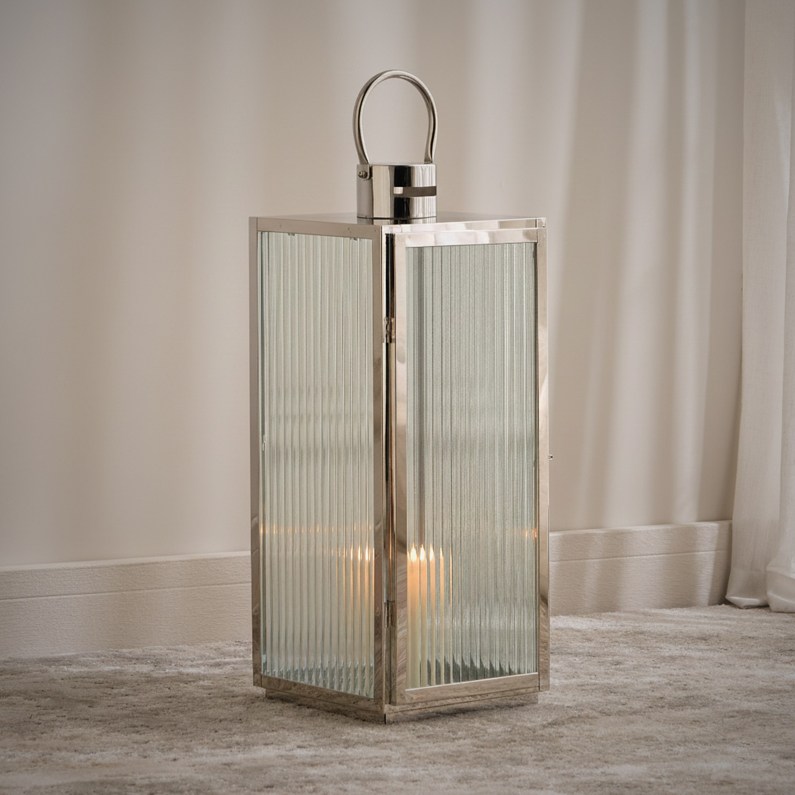 Dana Stainless Steel and Glass Lantern - 54 cm-household-decor-candleholdersandlanterns-image-2