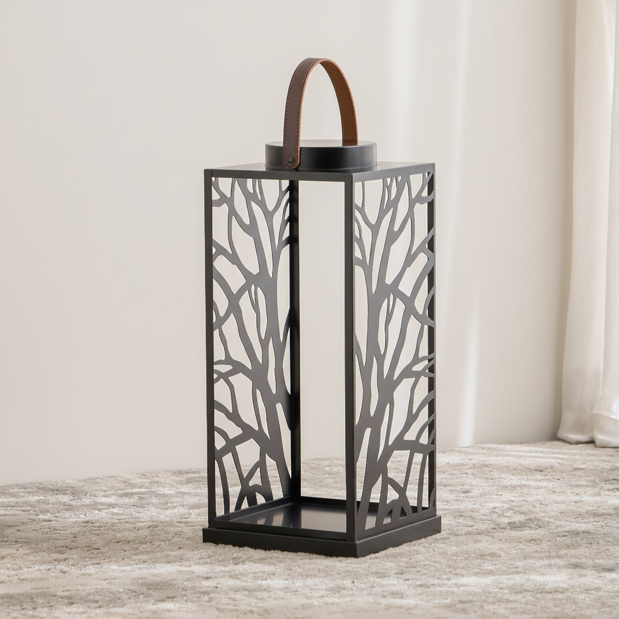 فانوس معدن وزجاج بتصميم فروع - زيا - 46 سم-household-decor-candleholdersandlanterns-image-1