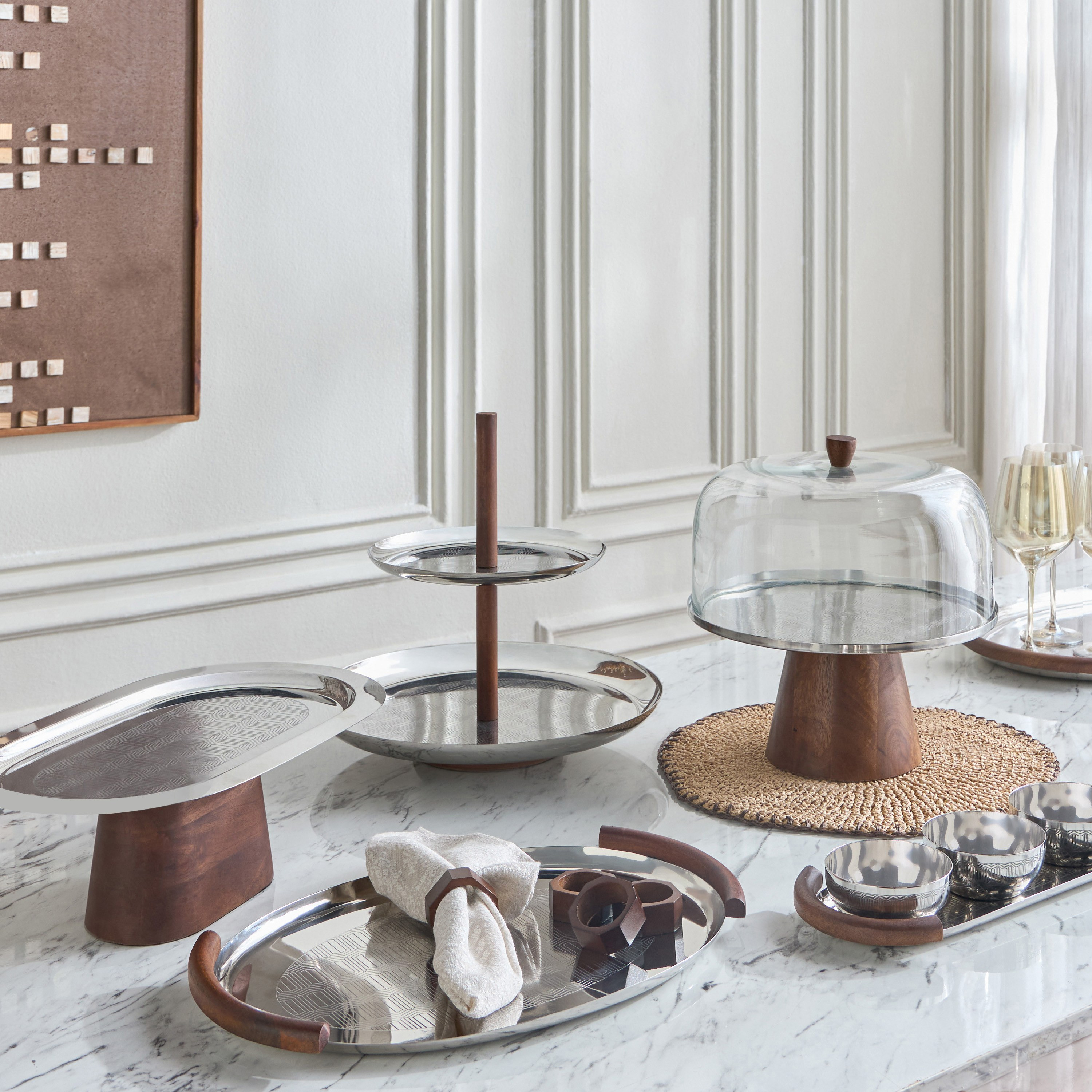 صينية ديكور معدنية - كارفن - 30 سم-household-decor-boxesandtrays-image-3