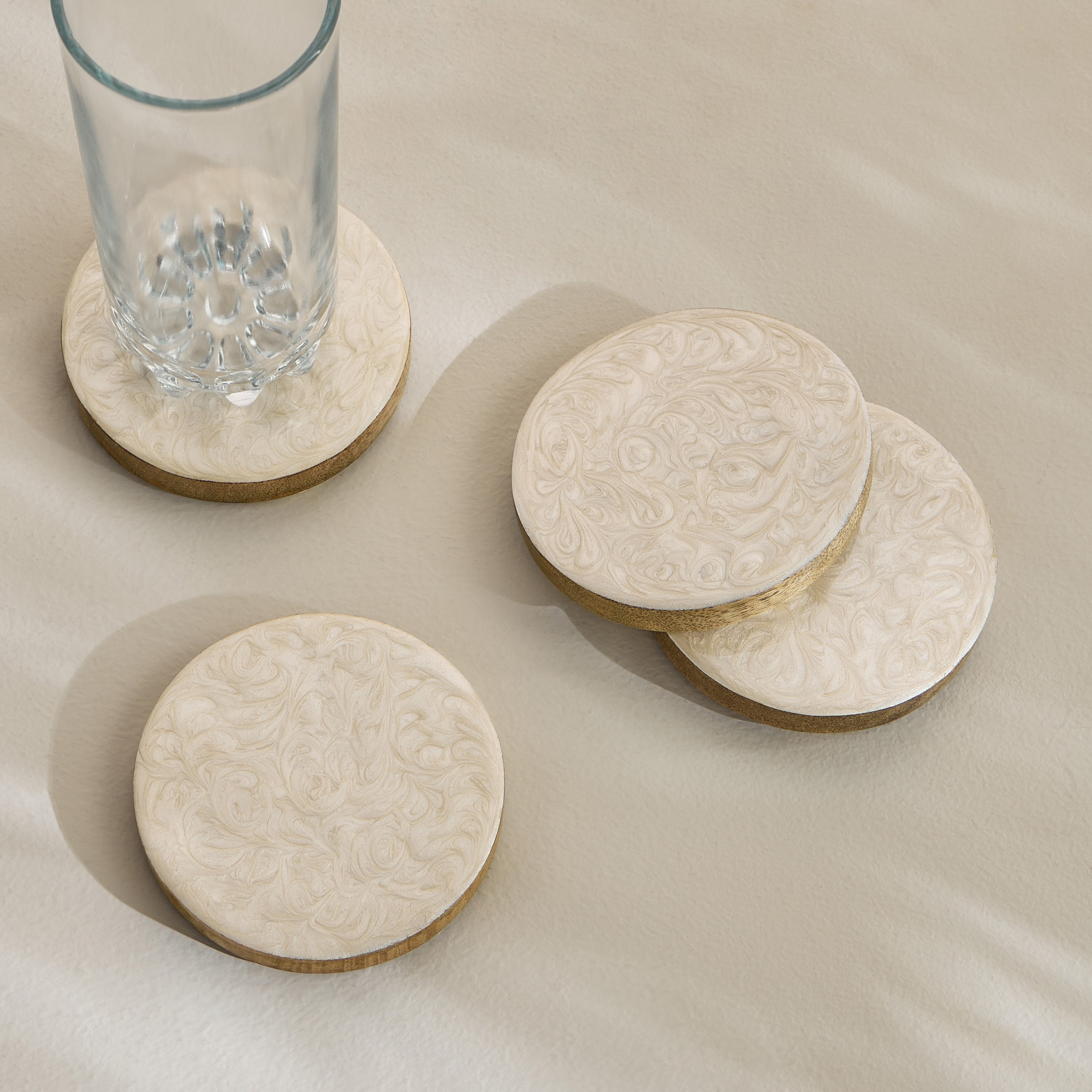 Sadaf 4-Piece Coaster Set - 10 cm-household-dining-tablelinen-napkinsandaccessories-image-1