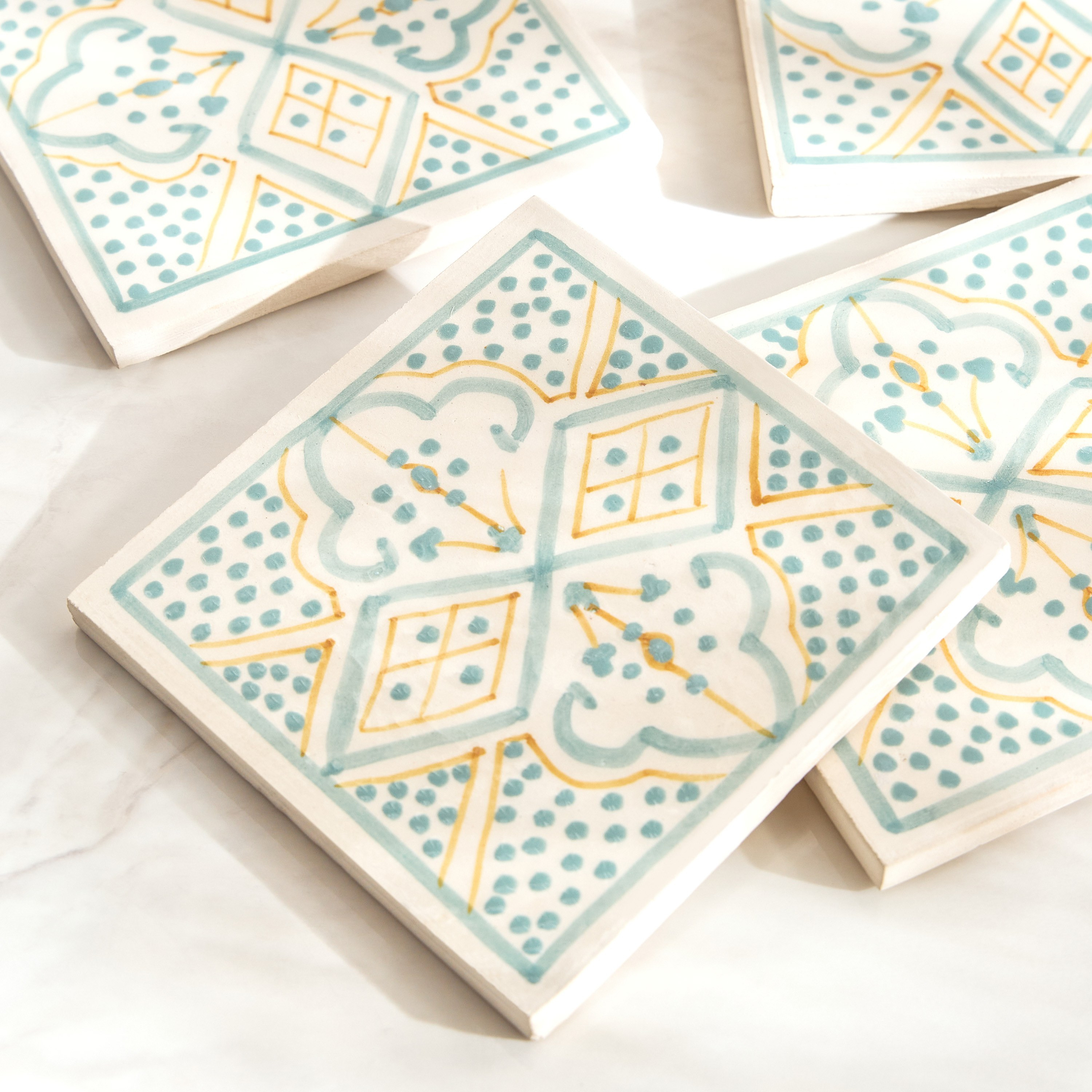 Shams Stoneware 4-Piece Coaster Set - 10 cm-household-dining-tablelinen-napkinsandaccessories-image-3