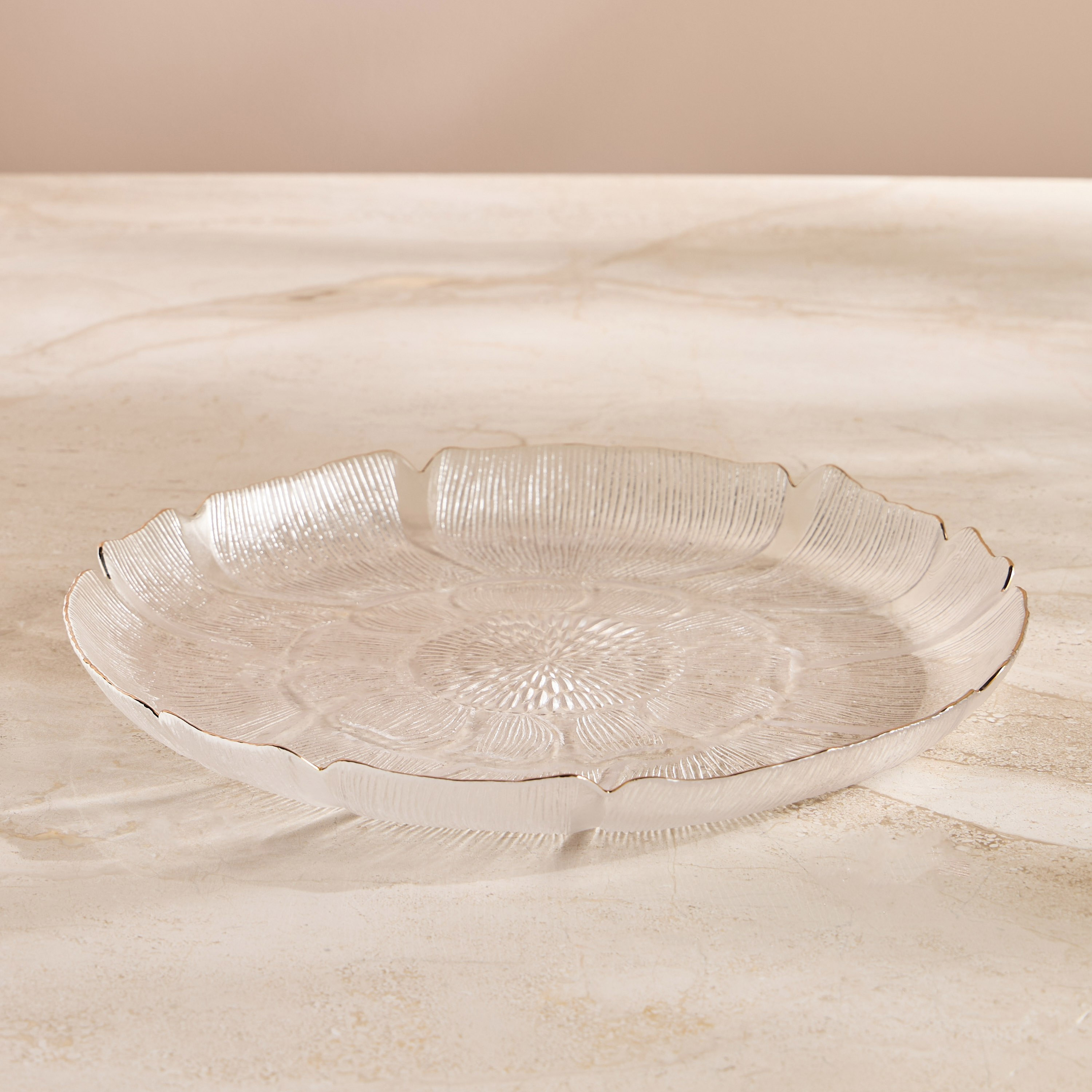 Kamala Soda Lime Glass Serving Plate - 32 cm-household-dining-dinnerware-plates-image-1