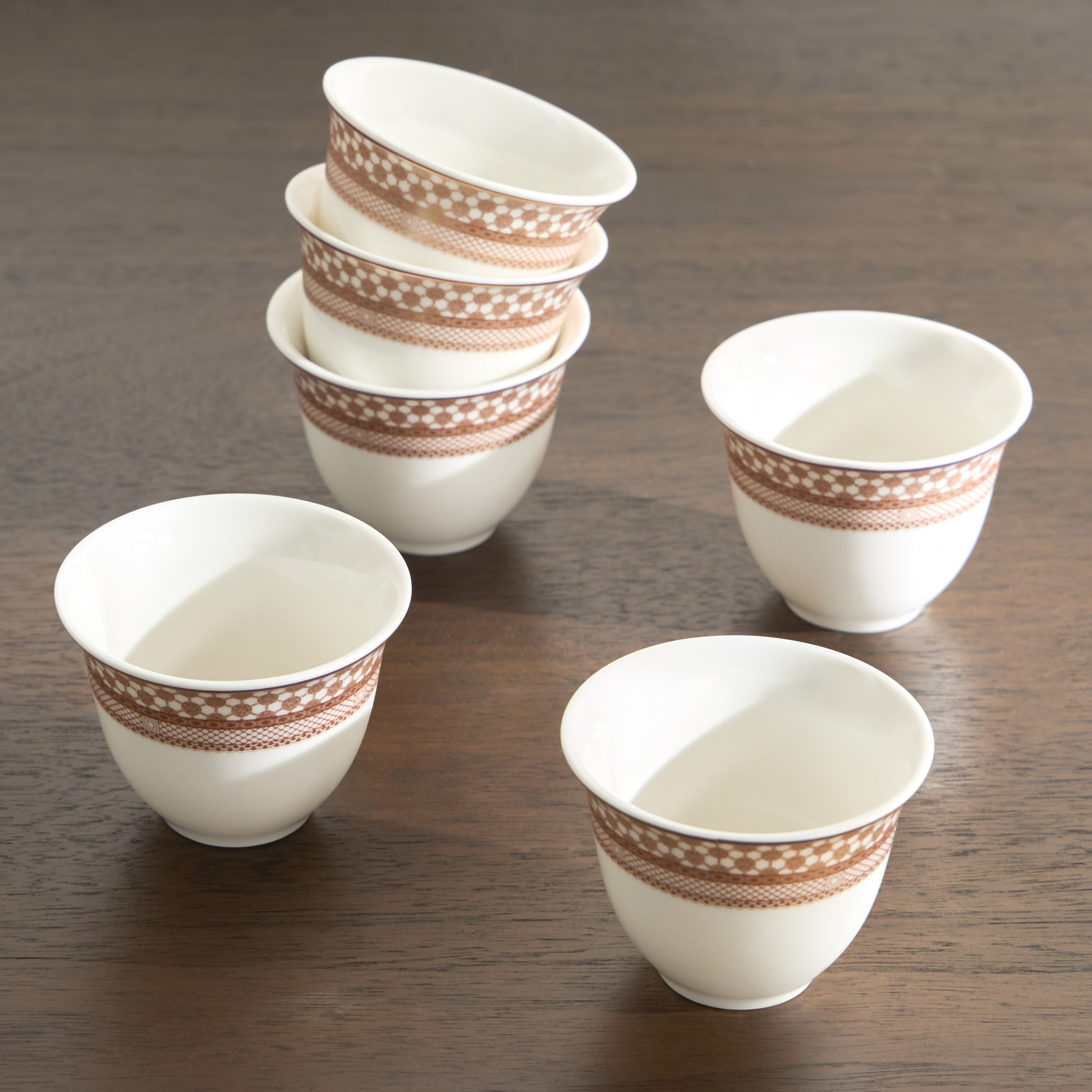 Dahab 6-Piece New Bone China Kahwa Cup Set - 70 ml, Serves 6-household-dining-teaandcoffee-teaandcoffeesets-image-1