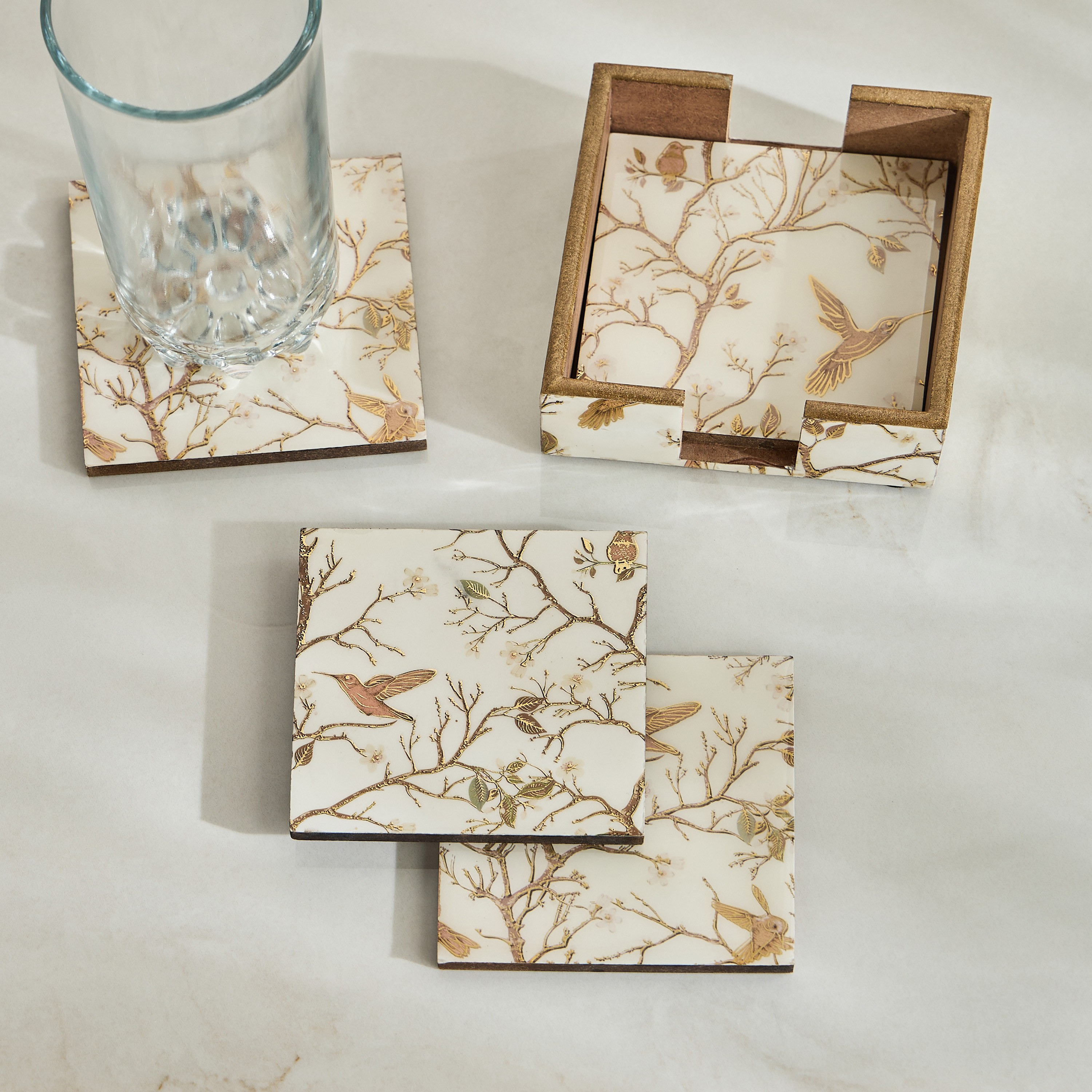 Charlotte 4-Piece Coaster Set - 12x12 cm-household-dining-tablelinen-napkinsandaccessories-image-1