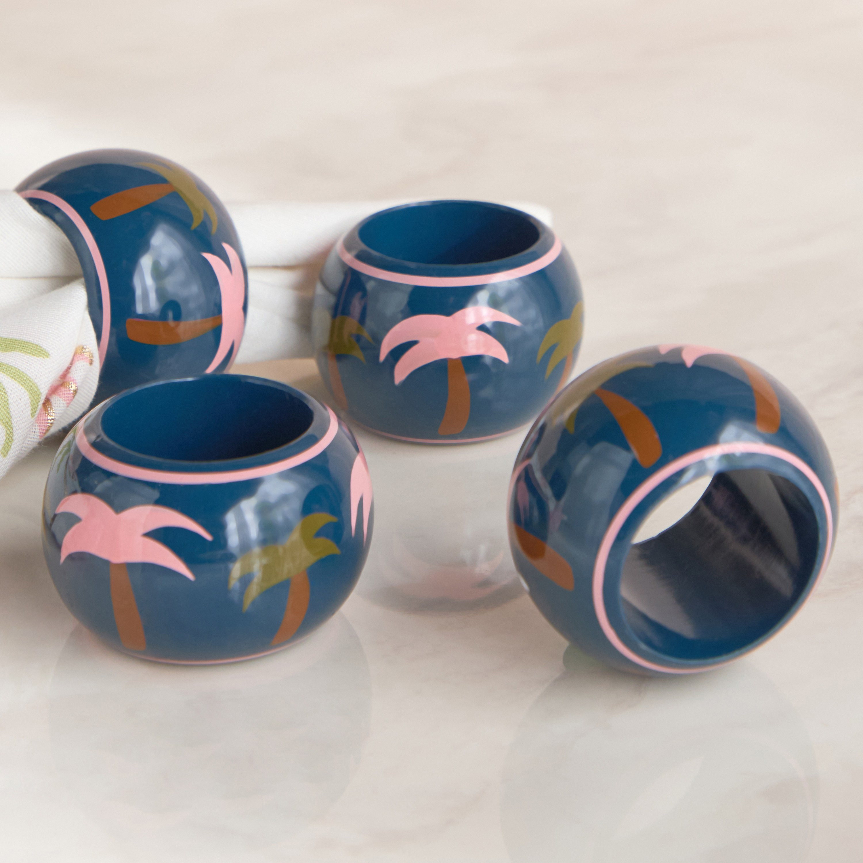 Bedouin Painted 4-Piece Napkin Ring Set - 5 cm-household-dining-tablelinen-napkinsandaccessories-image-2