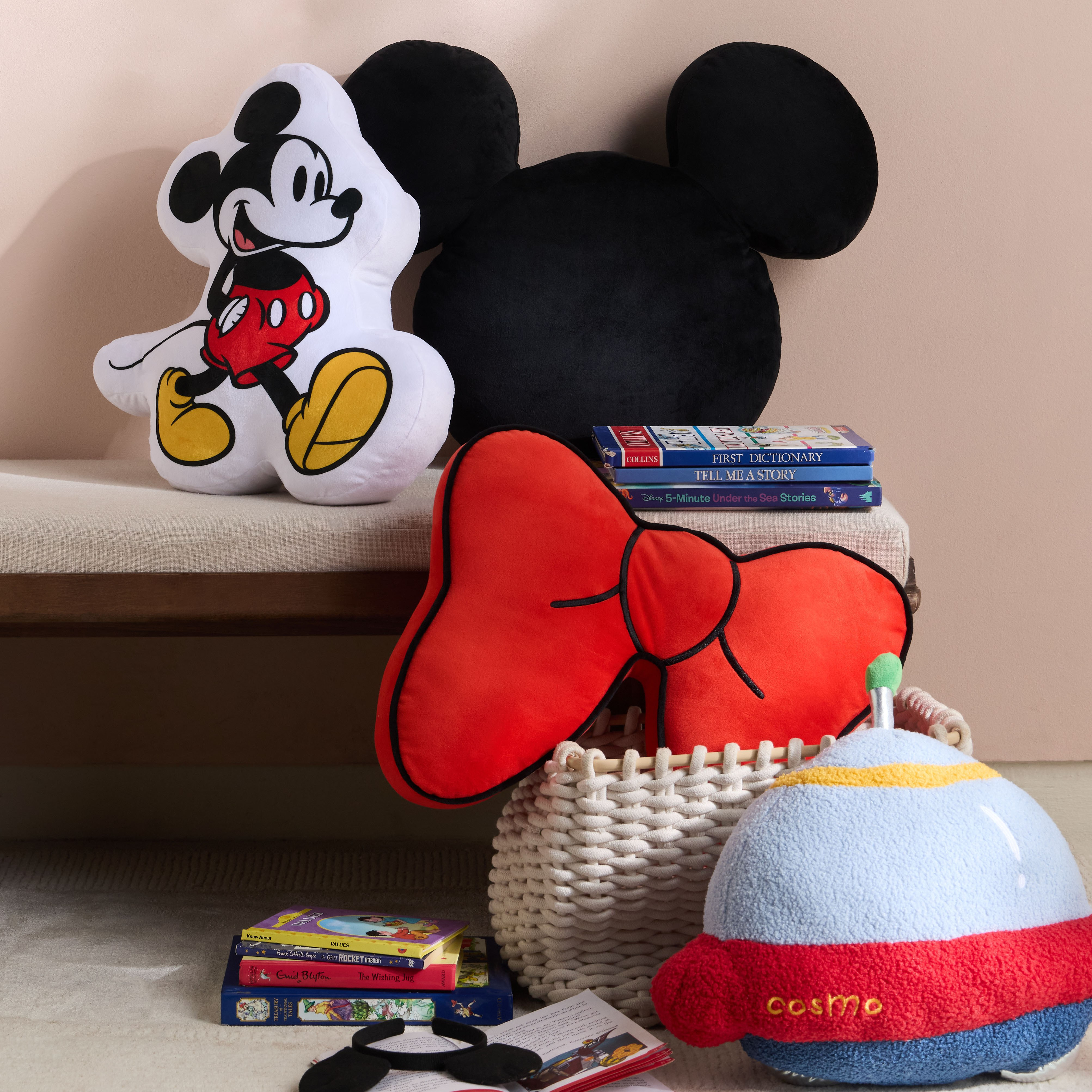 Mickey Hub Shaped Filled Cushion - 48x42 cm-babyandkids-beddingandwindows-bedding-filledcushionsandcovers-image-3