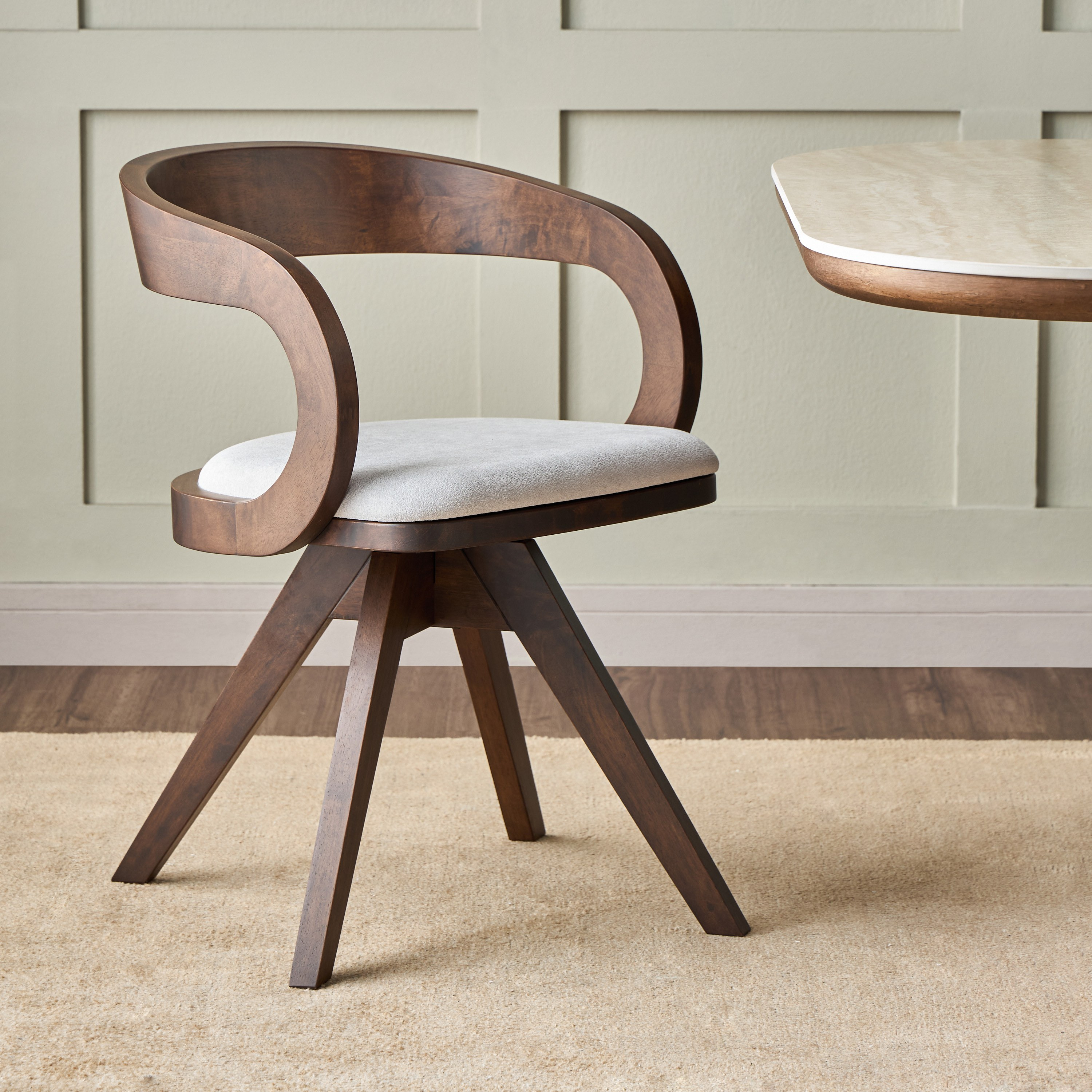 Elfer Fabric Swivel Dining Chair