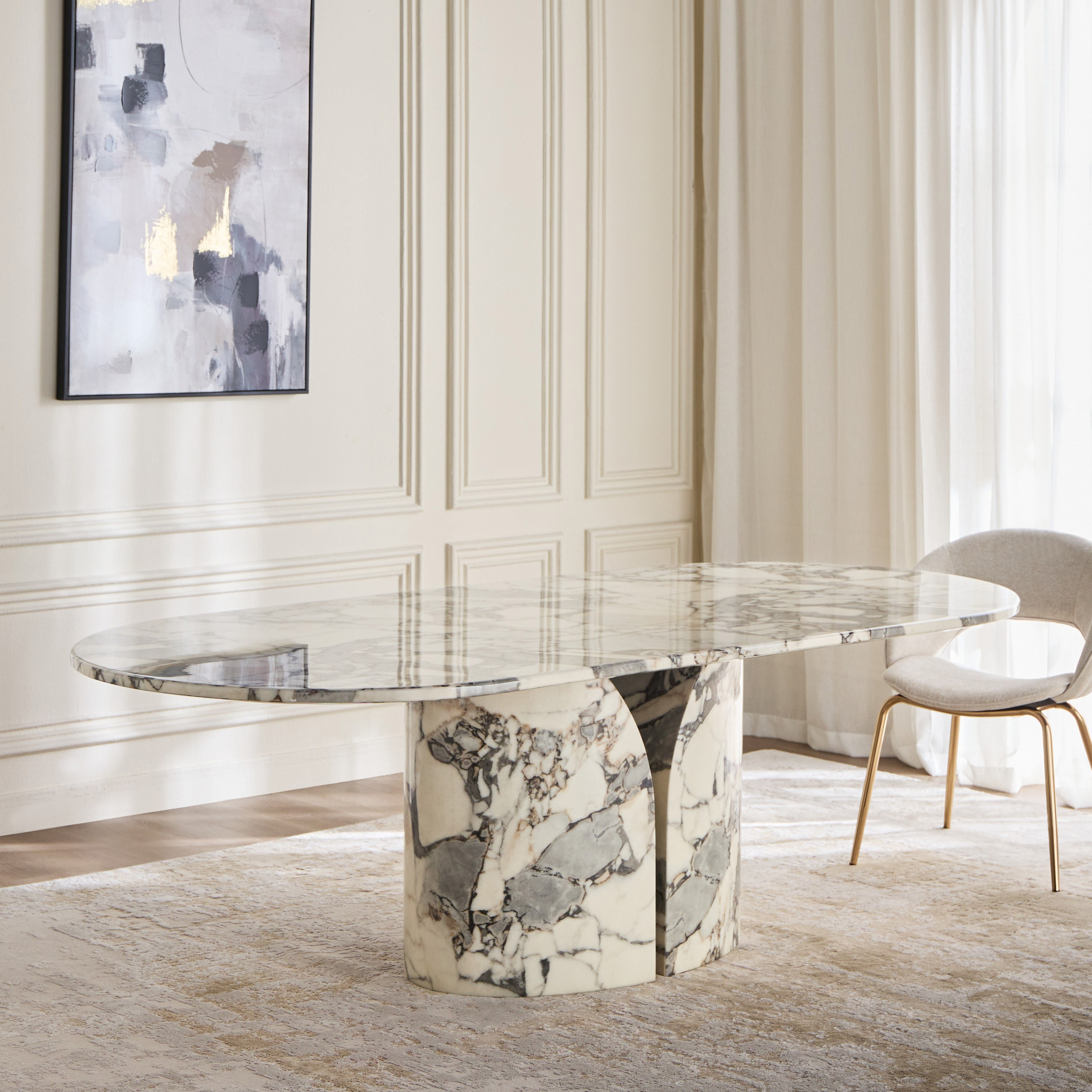 Latvia 8-Seater Marble Top Dining Table