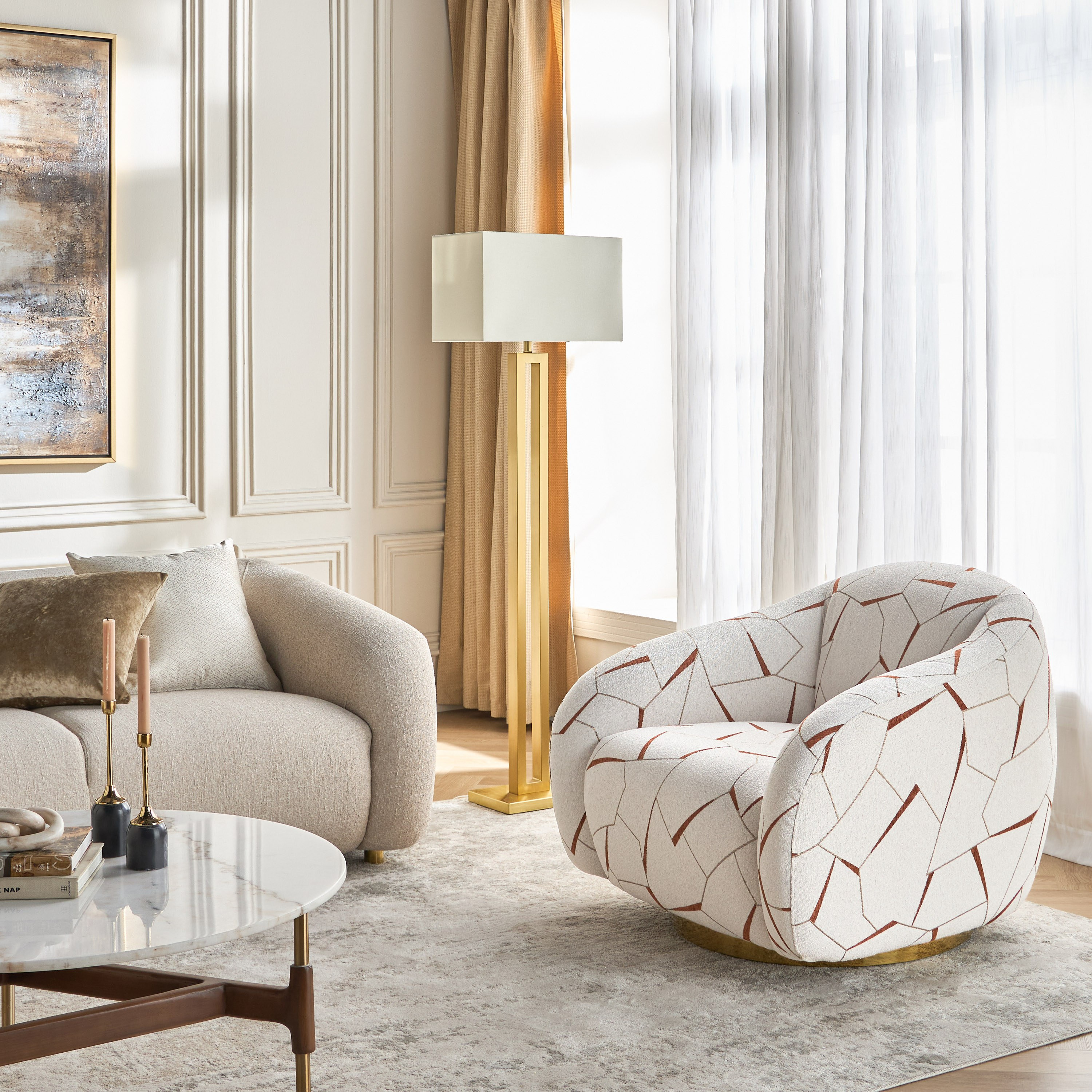 Riven Fabric Swivel Armchair-furniture-sofaandseating-armchairs-image-9
