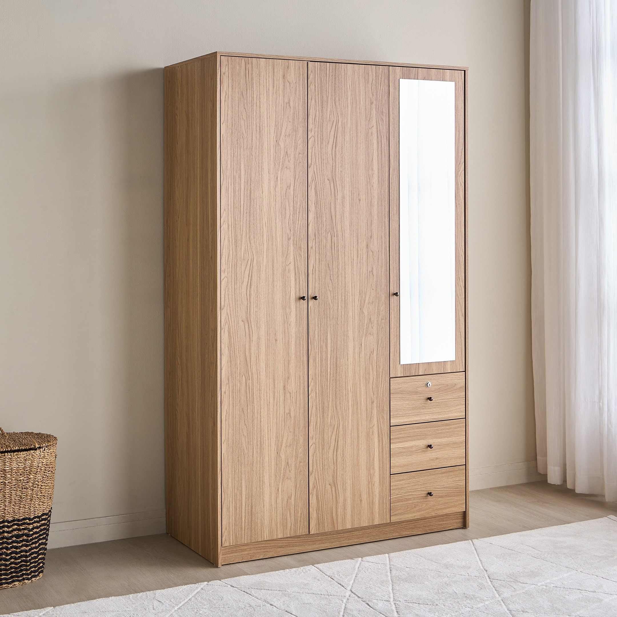 Forren 3-Door Wardrobe with Drawers