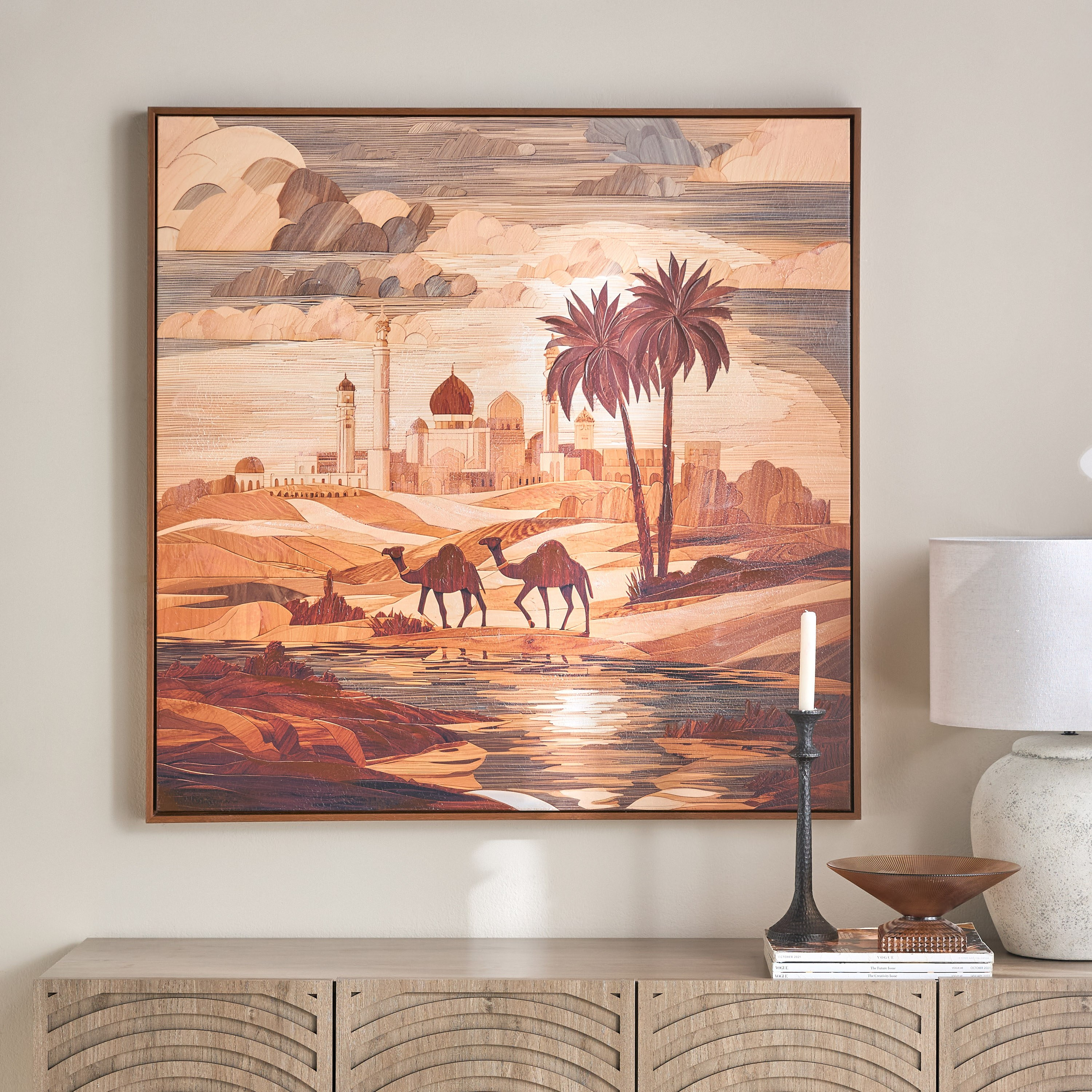 Terra Hand-Painted Framed Canvas Wall Art - 100x100 cm-household-walldecorandmirrors-wallart-image-3