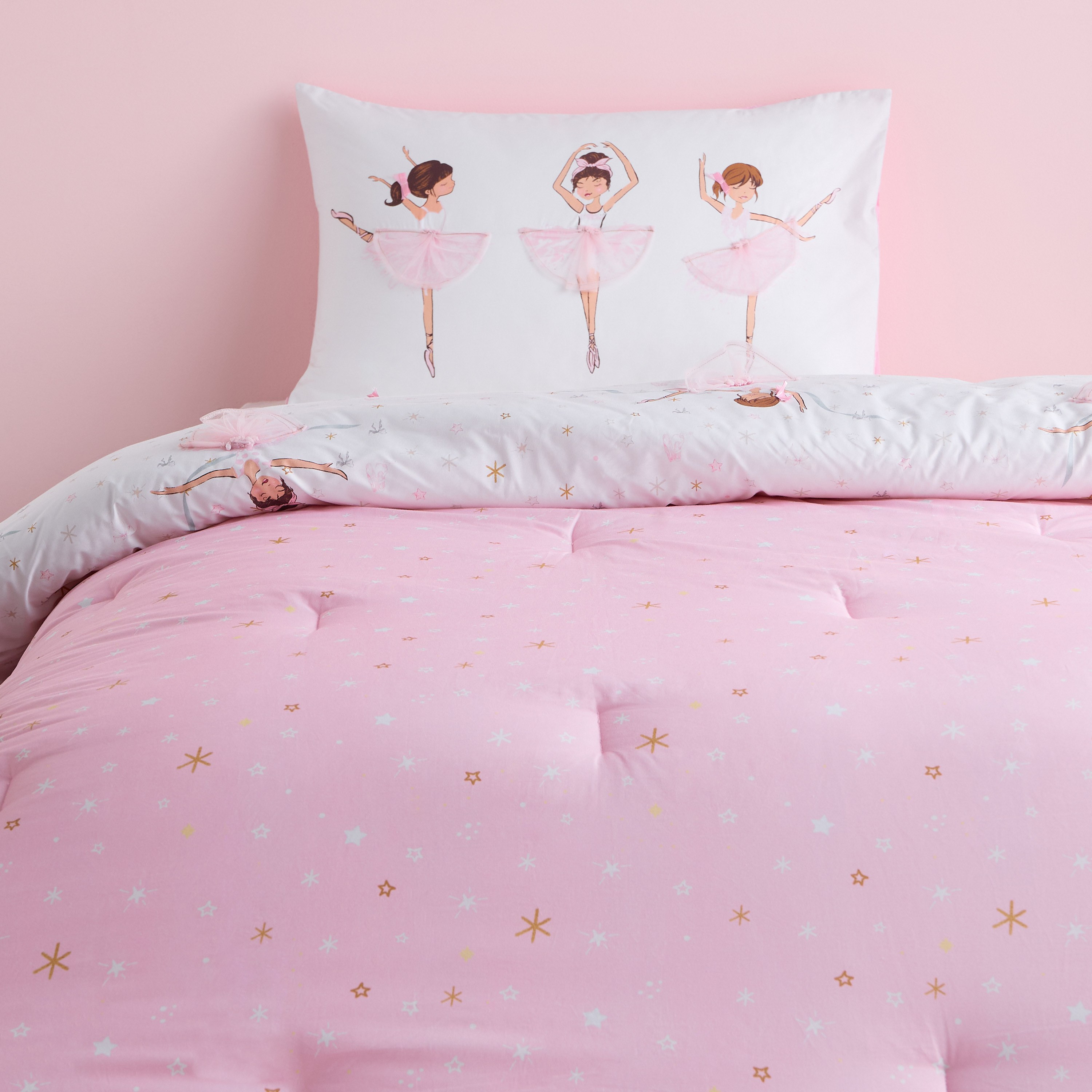 Isabella Ballerina Cotton Reversible 200 Thread Count 2-Piece Single Comforter Set - 135x220 cm-babyandkids-beddingandwindows-bedding-comforters-image-2