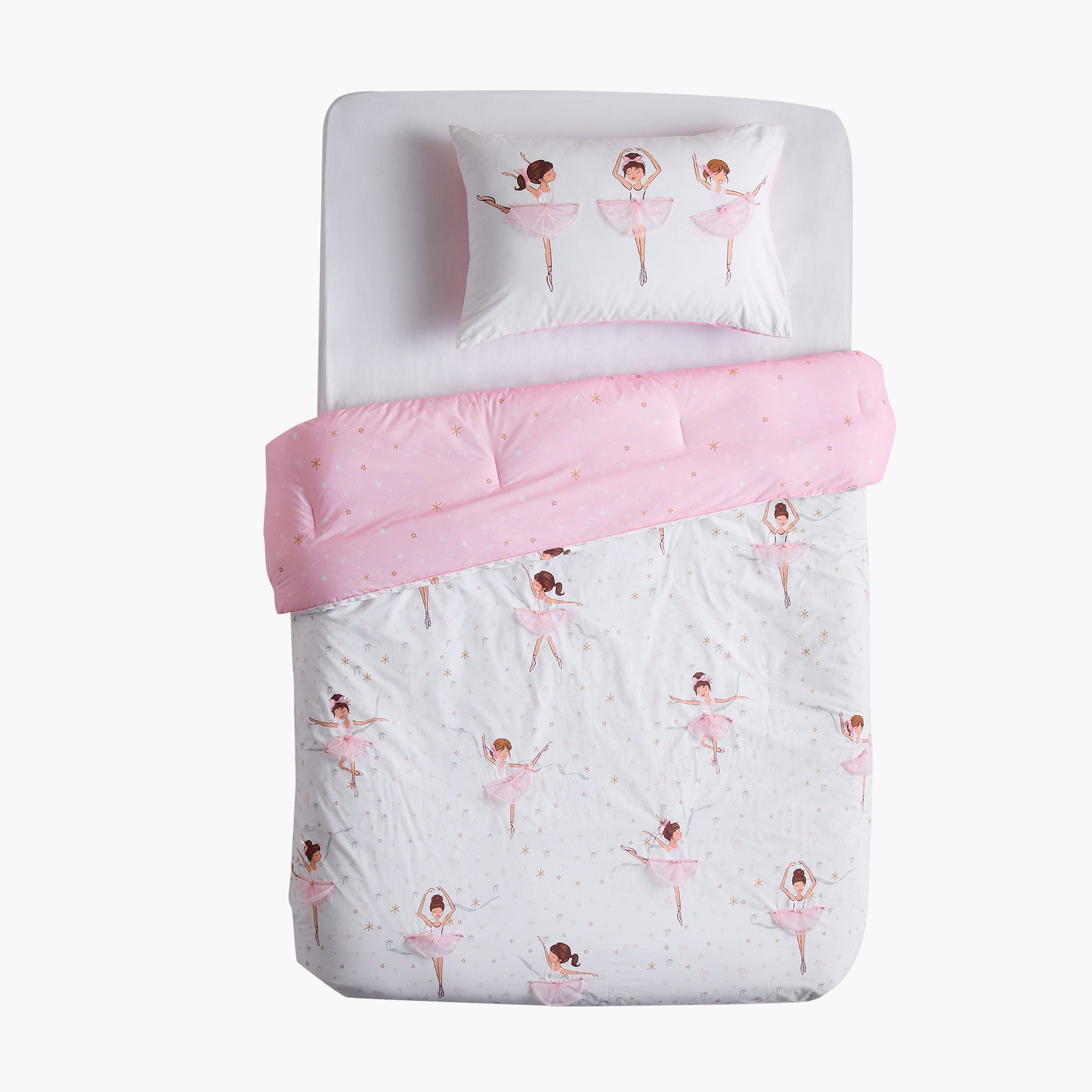 Isabella Ballerina Cotton Reversible 200 Thread Count 2-Piece Single Comforter Set - 135x220 cm-babyandkids-beddingandwindows-bedding-comforters-image-5